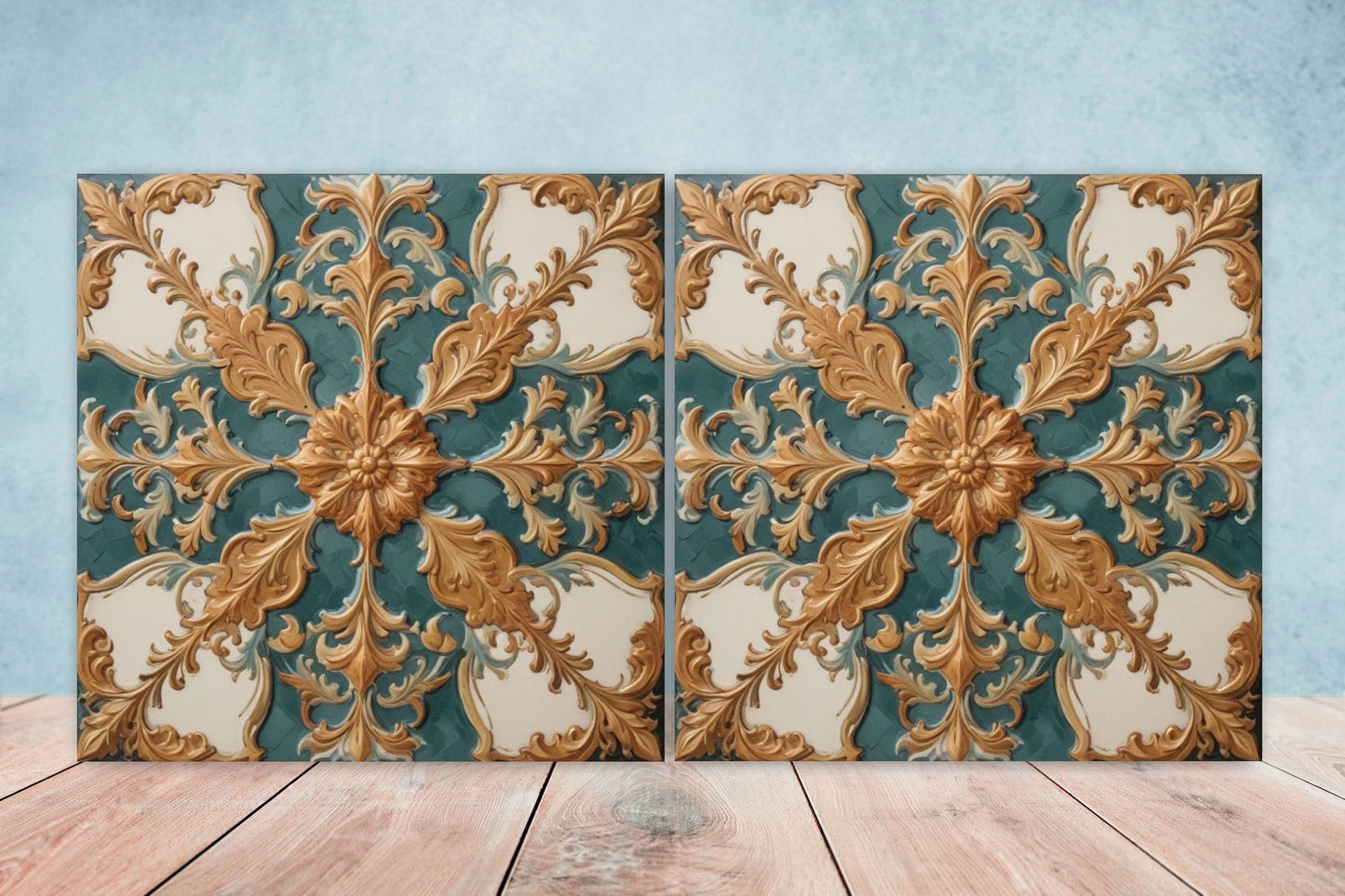 Victorian Tiles - Set of 2 Victorian Wall Decor Ceramic Tiles - Kitchen Backsplash Tiles, Table Decorative Tiles, Bathroom Tiles, Coaster