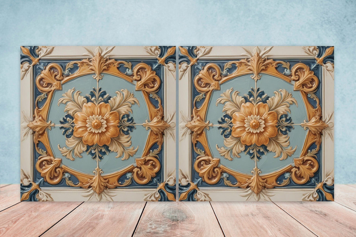 Victorian Tiles - Set of 2 Victorian Wall Decor Ceramic Tiles - Kitchen Backsplash Tiles, Table Decorative Tiles, Bathroom Tiles, Coaster