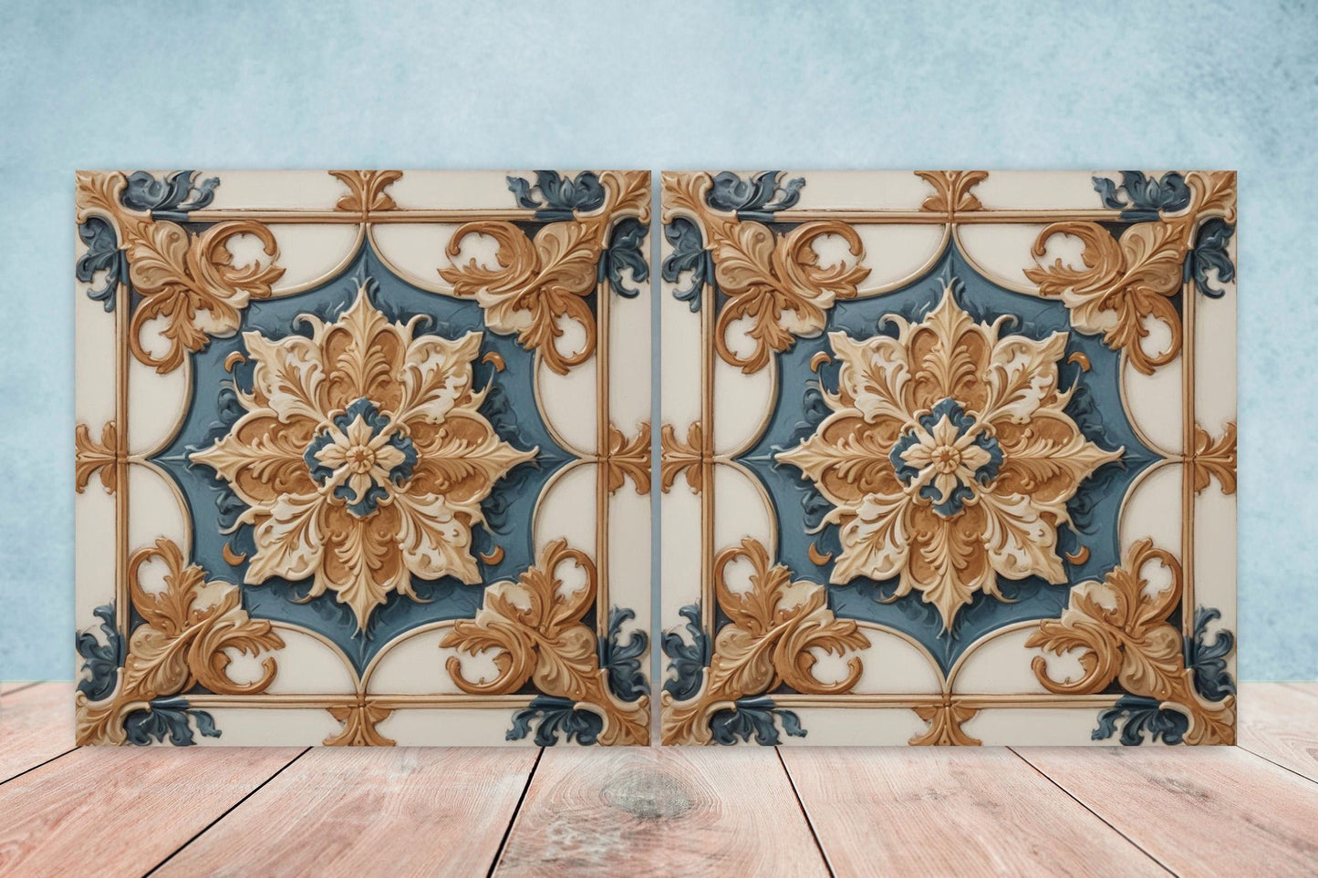 Victorian Tiles - Set of 2 Victorian Wall Decor Ceramic Tiles - Kitchen Backsplash Tiles, Table Decorative Tiles, Bathroom Tiles, Coaster
