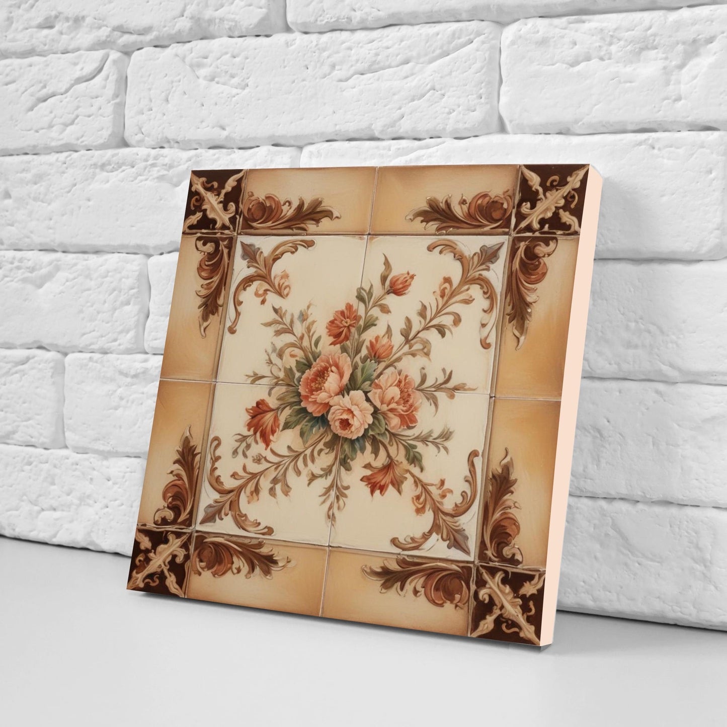 Victorian Tiles - Set of 2 Victorian Wall Decor Ceramic Tiles - Kitchen Backsplash Tiles, Table Decorative Tiles, Bathroom Tiles, Coaster