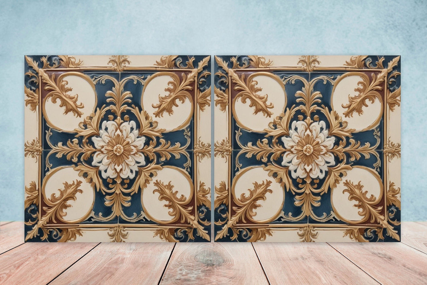 Victorian Tiles - Set of 2 Victorian Wall Decor Ceramic Tiles - Kitchen Backsplash Tiles, Table Decorative Tiles, Bathroom Tiles, Coaster