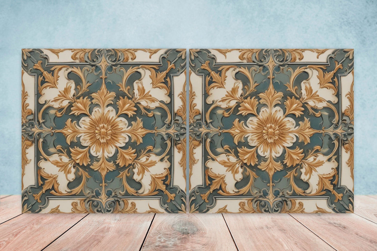 Victorian Tiles - Set of 2 Victorian Wall Decor Ceramic Tiles - Kitchen Backsplash Tiles, Table Decorative Tiles, Bathroom Tiles, Coaster