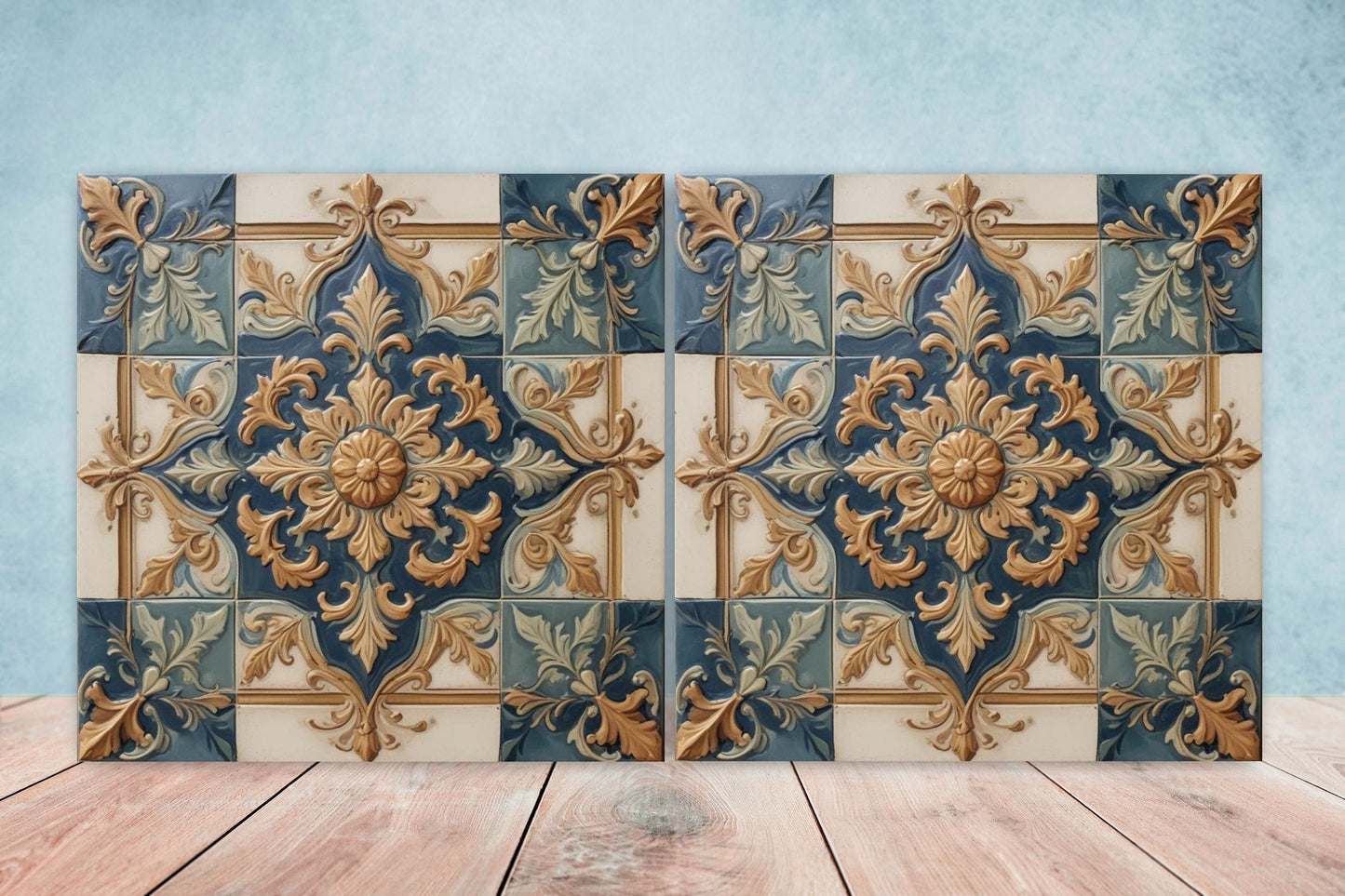 Victorian Tiles - Set of 2 Victorian Wall Decor Ceramic Tiles - Kitchen Backsplash Tiles, Table Decorative Tiles, Bathroom Tiles, Coaster