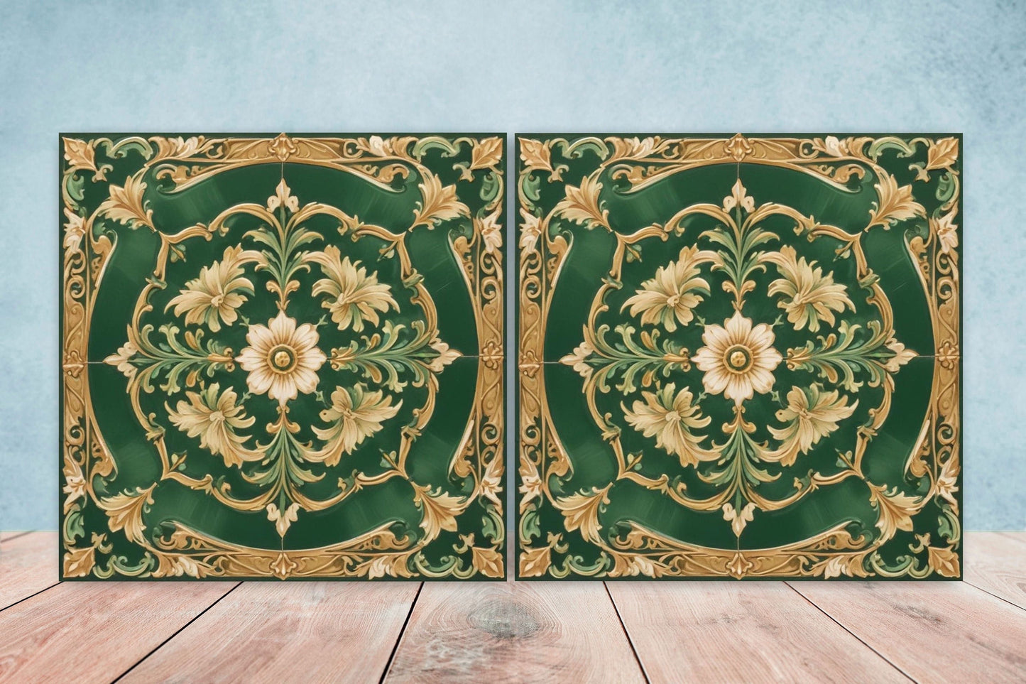Victorian Tiles - Set of 2 Victorian Wall Decor Ceramic Tiles - Kitchen Backsplash Tiles, Table Decorative Tiles, Bathroom Tiles, Coaster