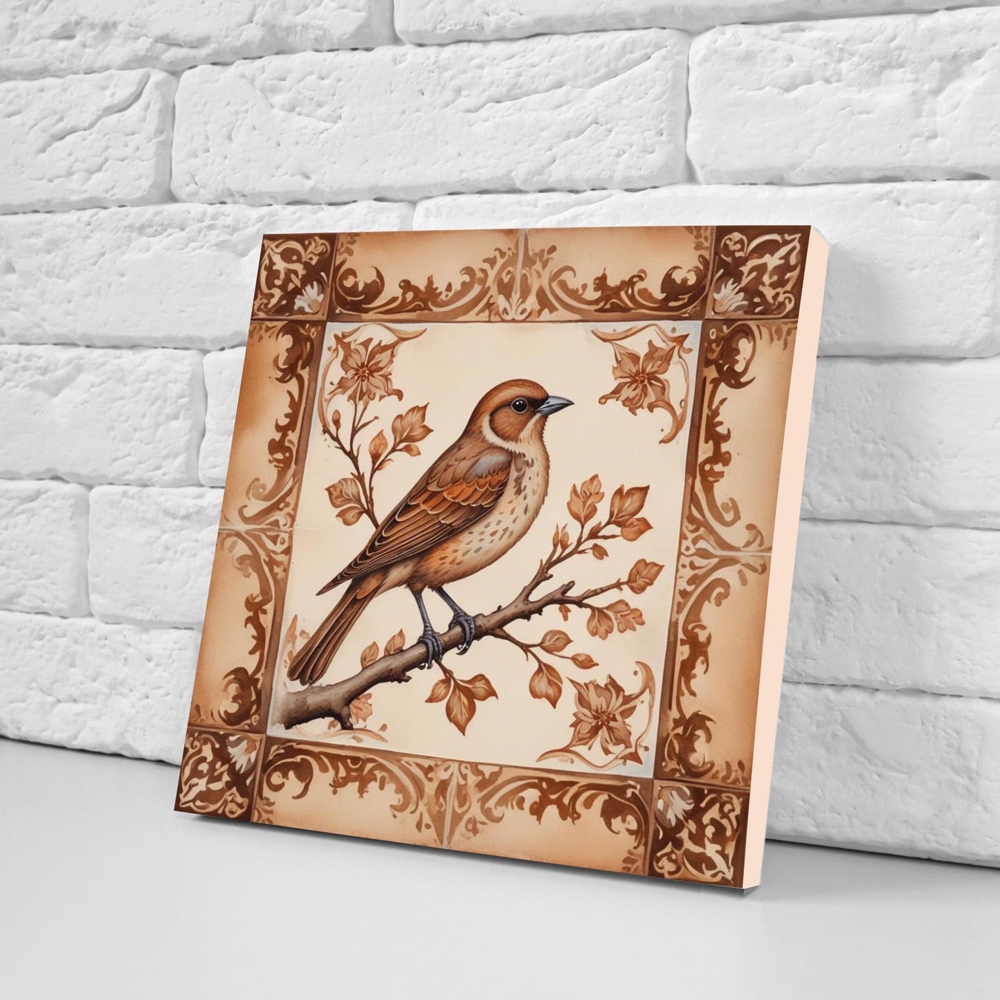 Victorian Tiles - Set of 2 Victorian Wall Decor Ceramic Bird Tiles-Kitchen Backsplash Tiles, Table Decorative Tiles, Bathroom Tiles, Coaster