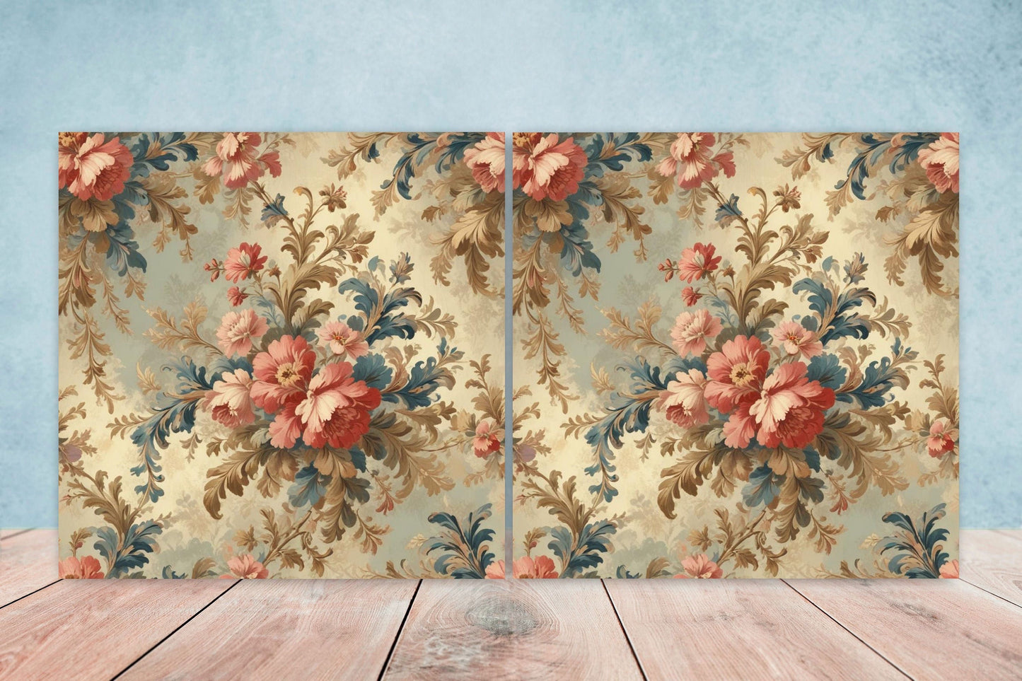 Victorian Tiles - Set of 2 Victorian Wall Decor Ceramic Tiles - Kitchen Backsplash Tiles, Table Decorative Tiles, Bathroom Tiles, Coaster