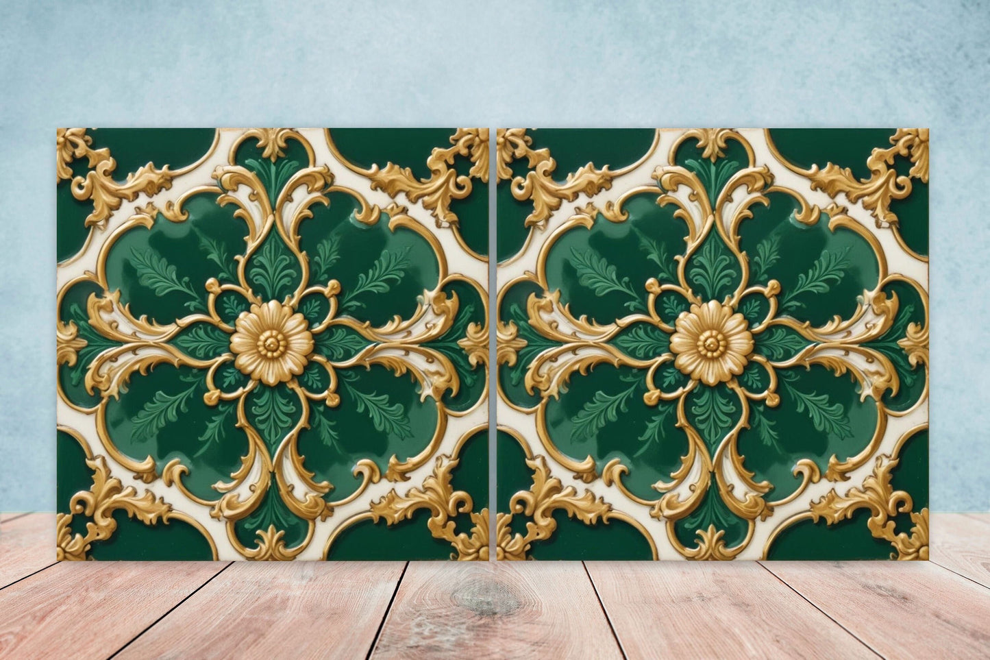 Victorian Tiles - Set of 2 Victorian Wall Decor Ceramic Tiles - Kitchen Backsplash Tiles, Table Decorative Tiles, Bathroom Tiles, Coaster