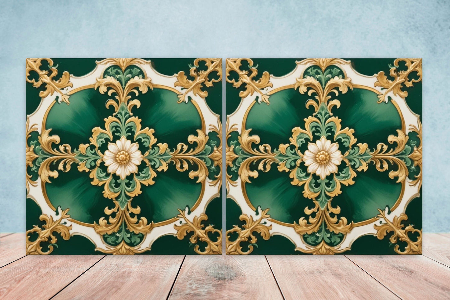 Victorian Tiles - Set of 2 Victorian Wall Decor Ceramic Tiles - Kitchen Backsplash Tiles, Table Decorative Tiles, Bathroom Tiles, Coaster