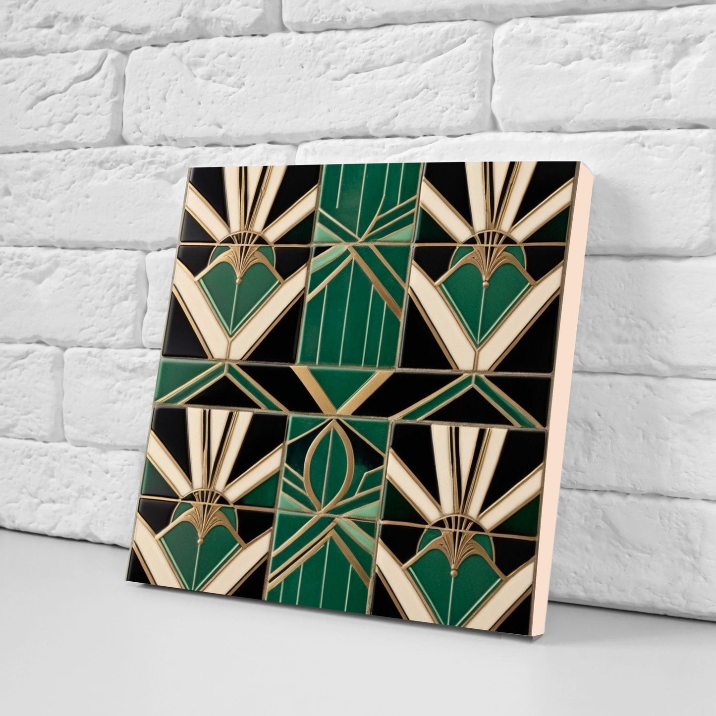 Art Deco Ceramic tiles - Set of 2 Art Deco Wall Decor Geometric Tiles - Kitchen Backsplash Tiles, Table Decorative Tiles, Bathroom Tiles