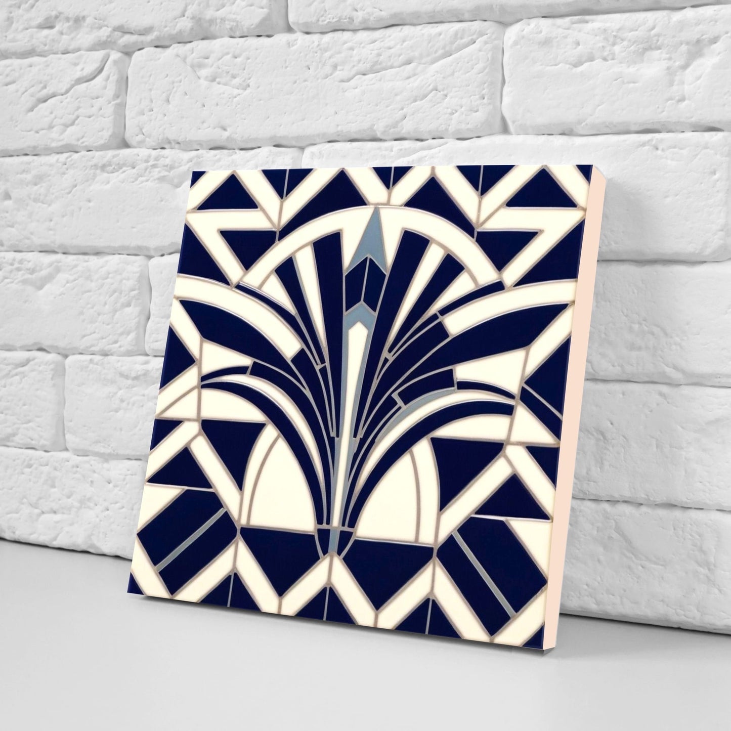 Art Deco Ceramic tiles - Set of 2 Art Deco Wall Decor Geometric Tiles - Kitchen Backsplash Tiles, Table Decorative Tiles, Bathroom Tiles
