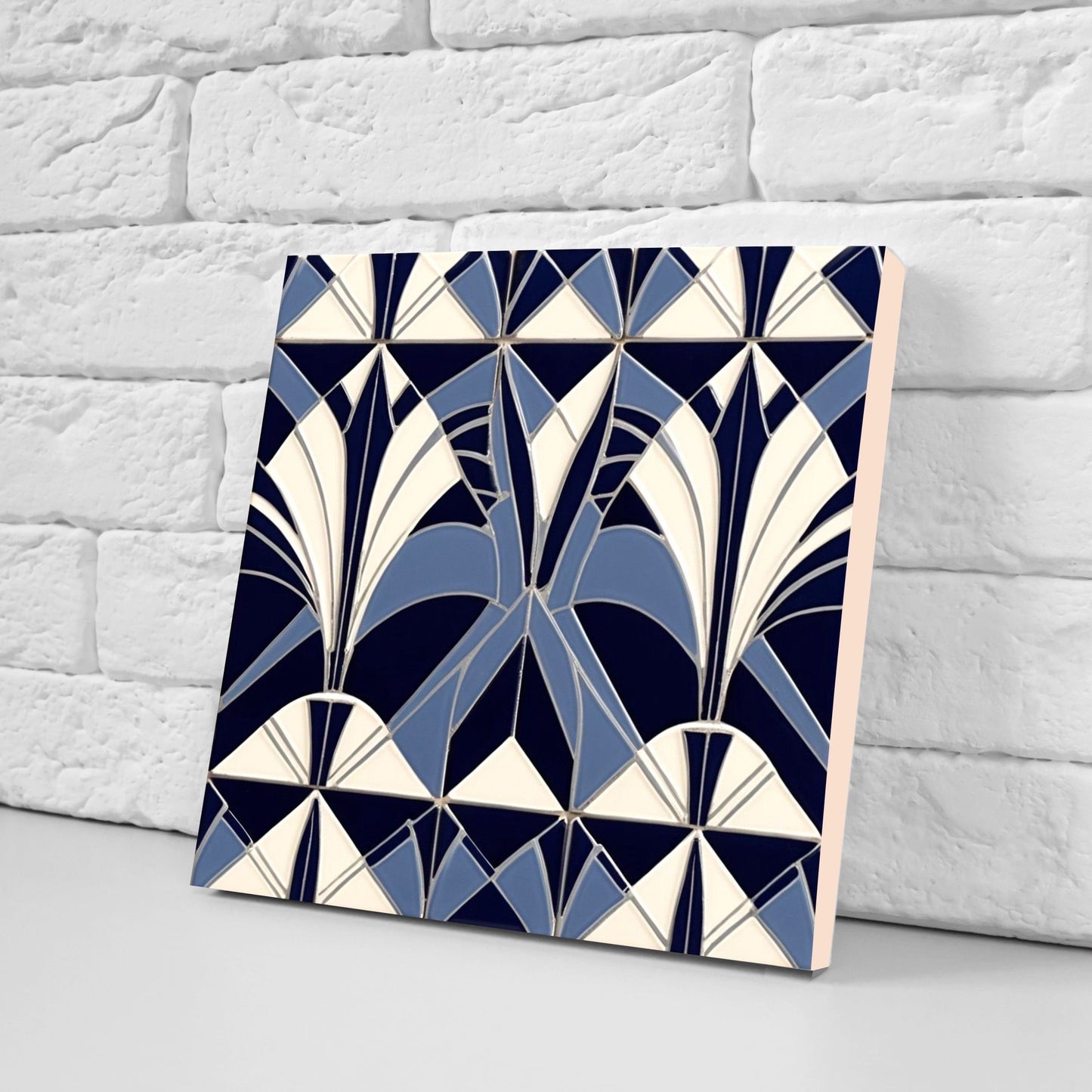 Art Deco Ceramic tiles - Set of 2 Art Deco Wall Decor Geometric Tiles - Kitchen Backsplash Tiles, Table Decorative Tiles, Bathroom Tiles