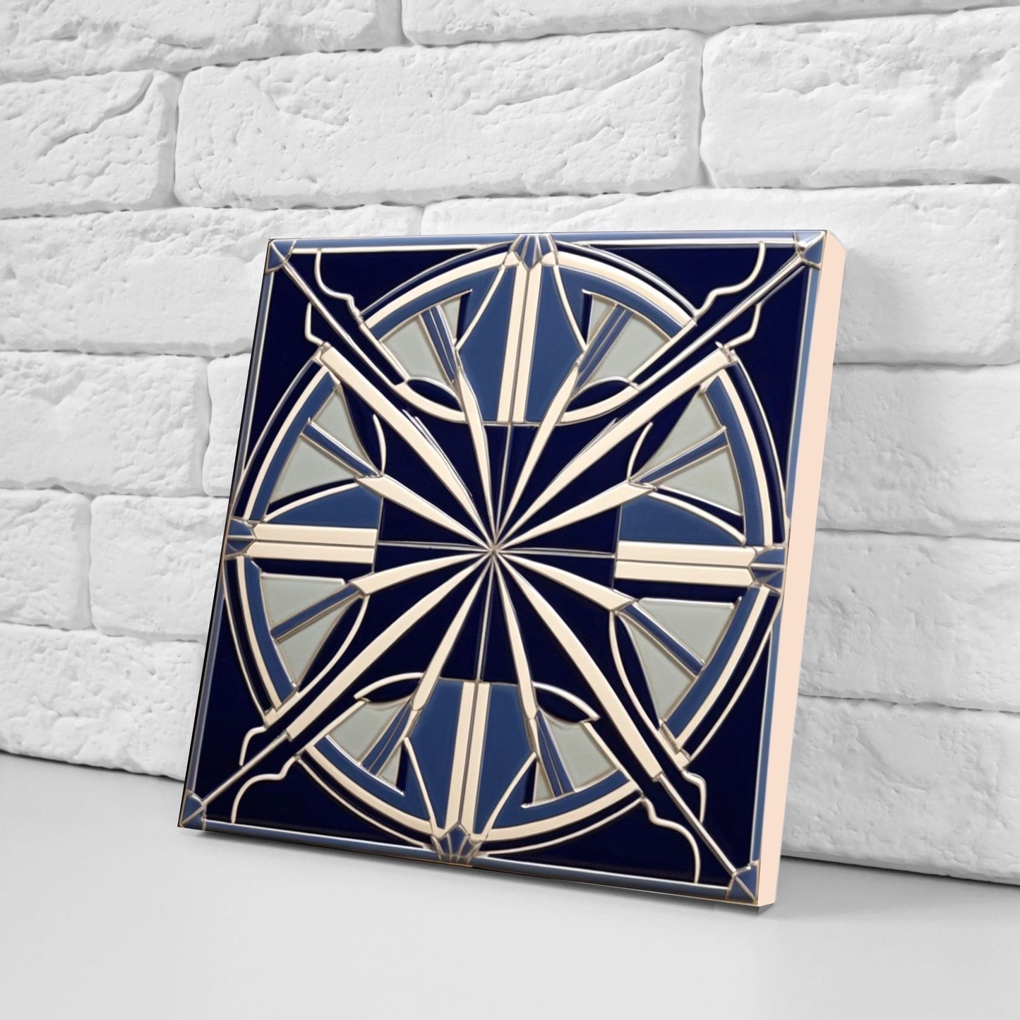 Art Deco Ceramic tiles - Set of 2 Art Deco Wall Decor Geometric Tiles - Kitchen Backsplash Tiles, Table Decorative Tiles, Bathroom Tiles