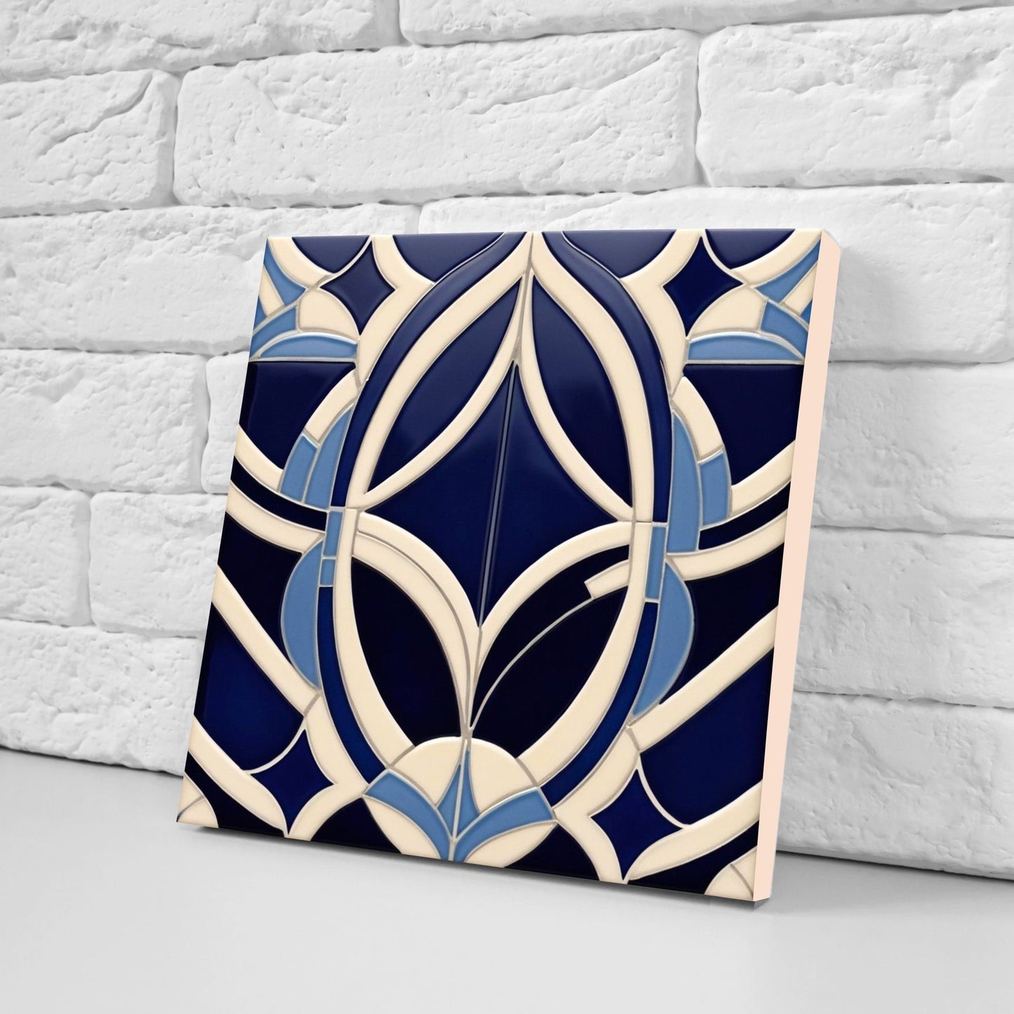 Art Deco Ceramic tiles - Set of 2 Art Deco Wall Decor Geometric Tiles - Kitchen Backsplash Tiles, Table Decorative Tiles, Bathroom Tiles