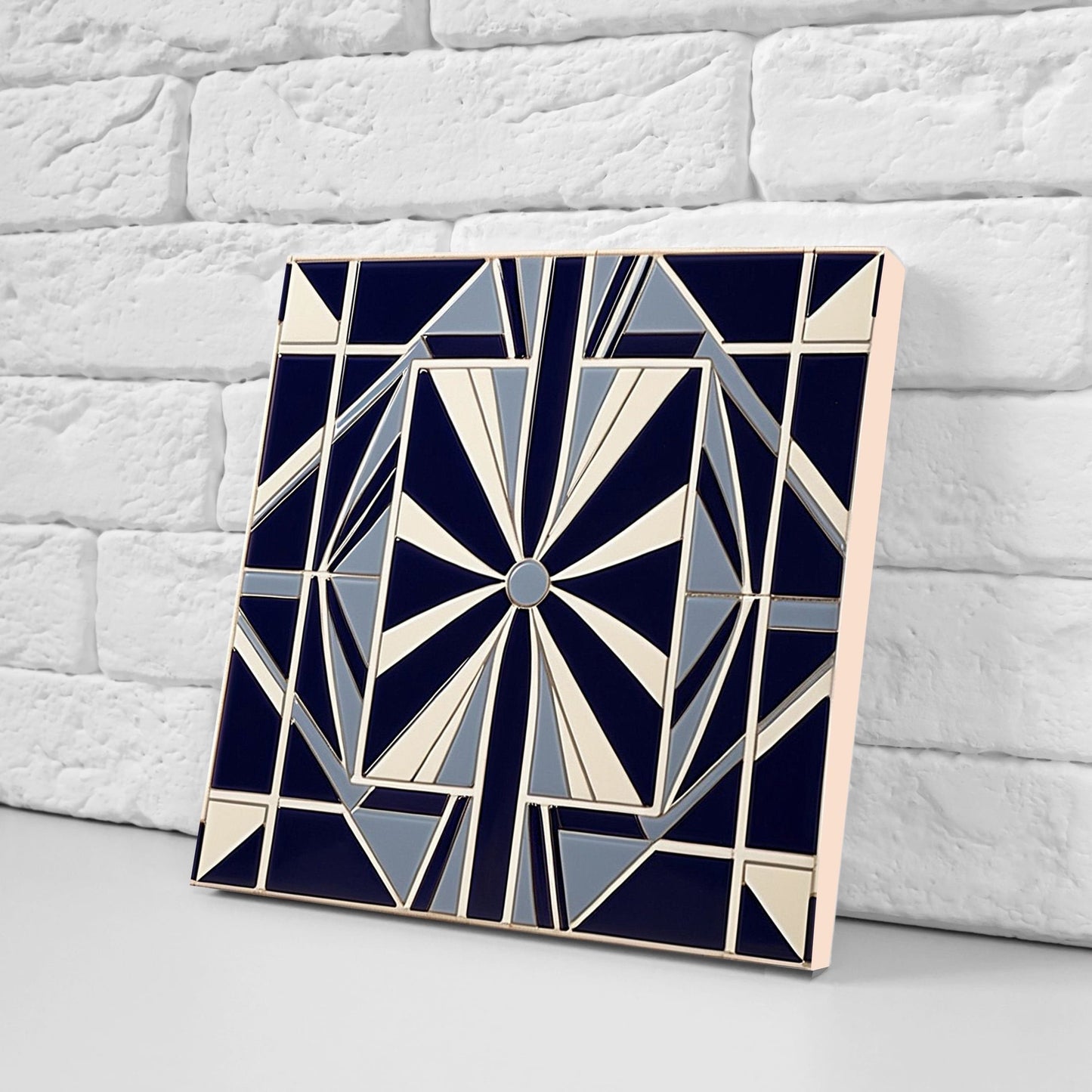 Art Deco Ceramic tiles - Set of 2 Art Deco Wall Decor Geometric Tiles - Kitchen Backsplash Tiles, Table Decorative Tiles, Bathroom Tiles