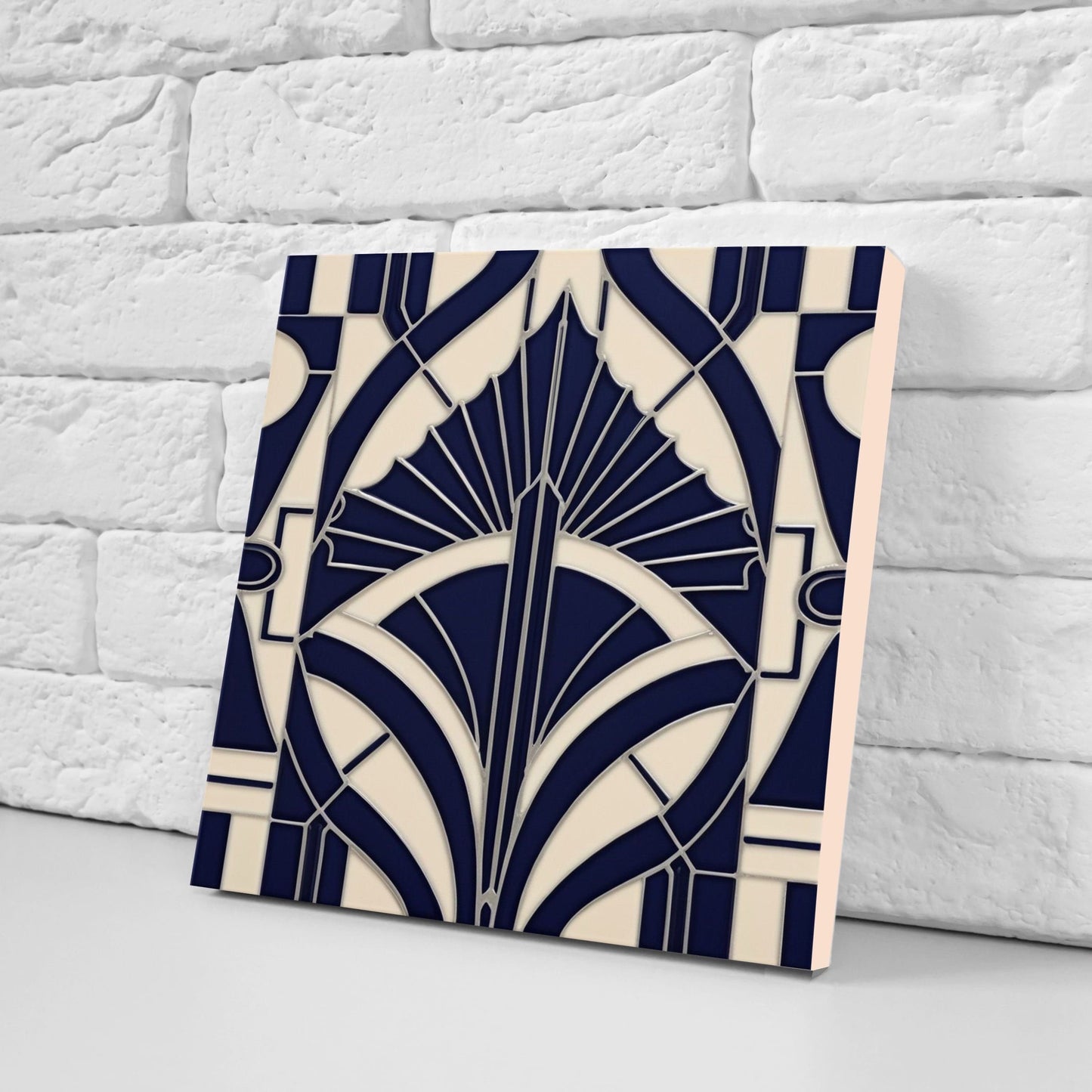 Art Deco Ceramic tiles - Set of 2 Art Deco Wall Decor Geometric Tiles - Kitchen Backsplash Tiles, Table Decorative Tiles, Bathroom Tiles