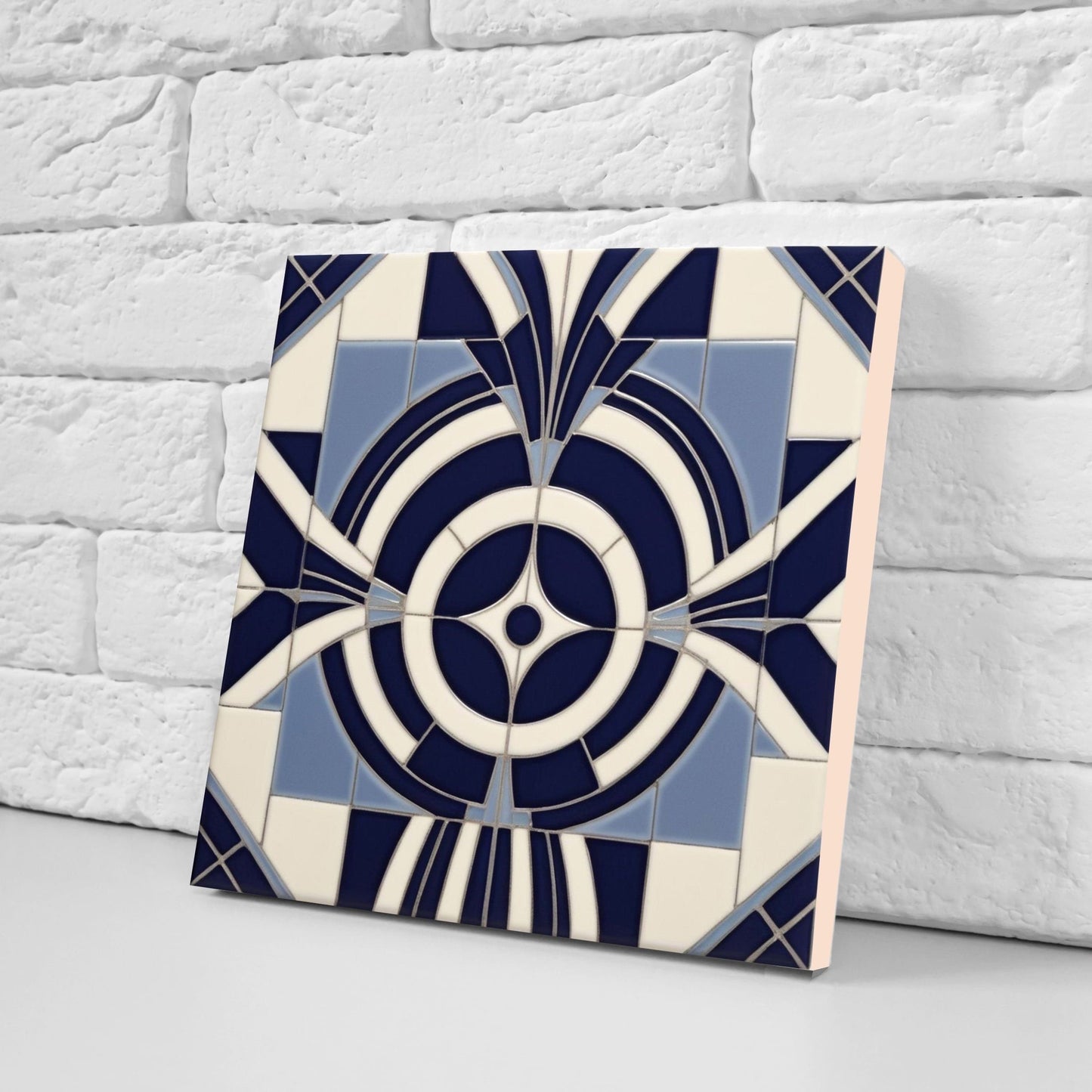 Art Deco Ceramic tiles - Set of 2 Art Deco Wall Decor Geometric Tiles - Kitchen Backsplash Tiles, Table Decorative Tiles, Bathroom Tiles