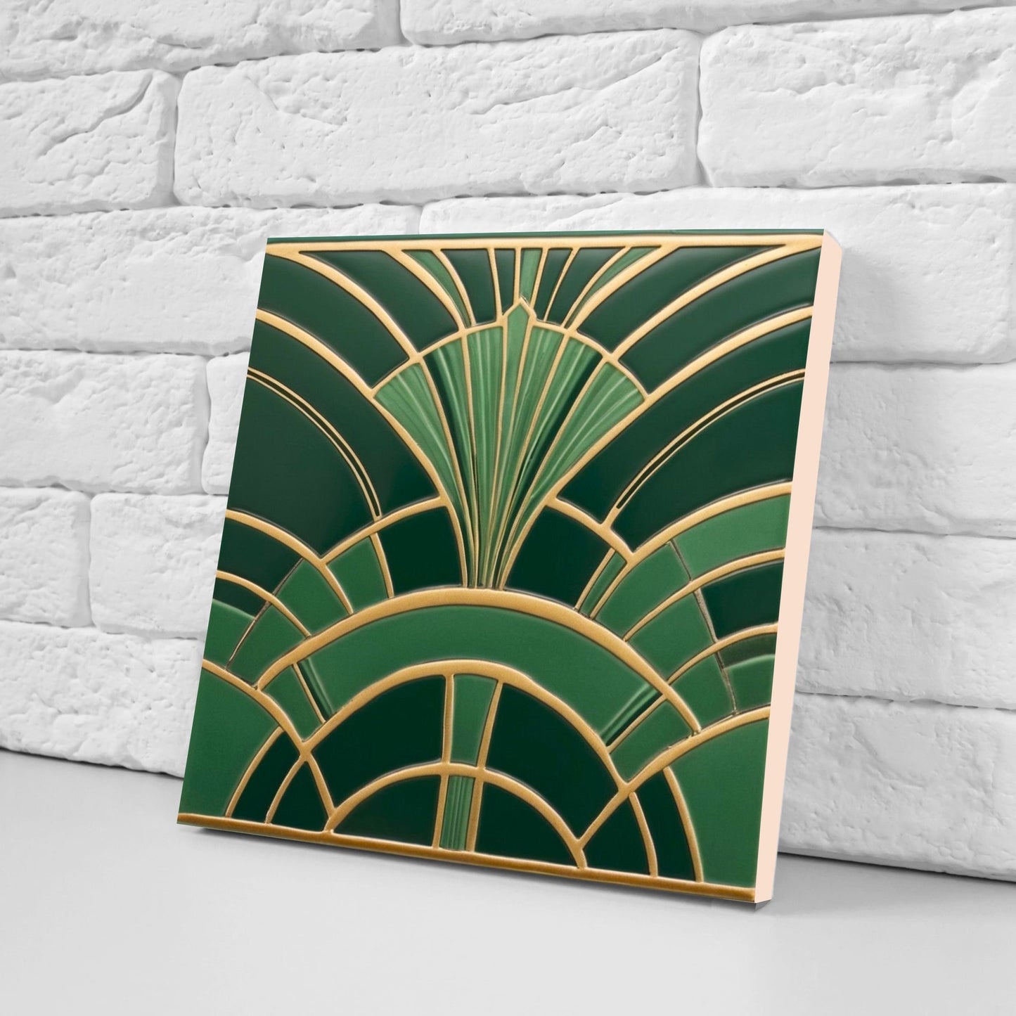 Art Deco Ceramic tiles - Set of 2 Art Deco Wall Decor Geometric Tiles - Kitchen Backsplash Tiles, Table Decorative Tiles, Bathroom Tiles