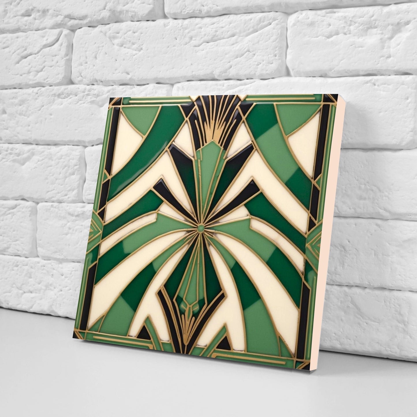 Art Deco Ceramic tiles - Set of 2 Art Deco Wall Decor Geometric Tiles - Kitchen Backsplash Tiles, Table Decorative Tiles, Bathroom Tiles