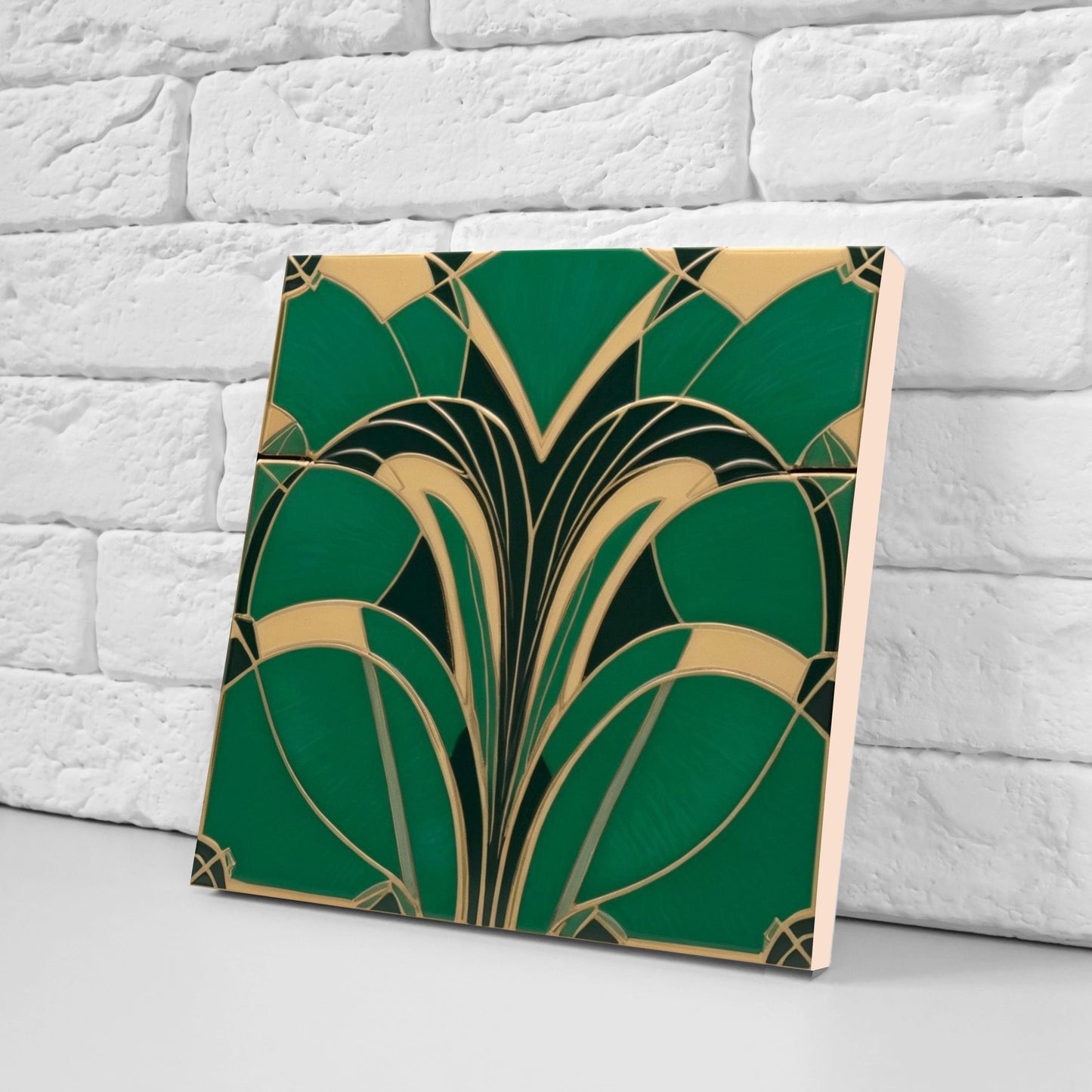 Art Deco Ceramic tiles - Set of 2 Art Deco Wall Decor Geometric Tiles - Kitchen Backsplash Tiles, Table Decorative Tiles, Bathroom Tiles