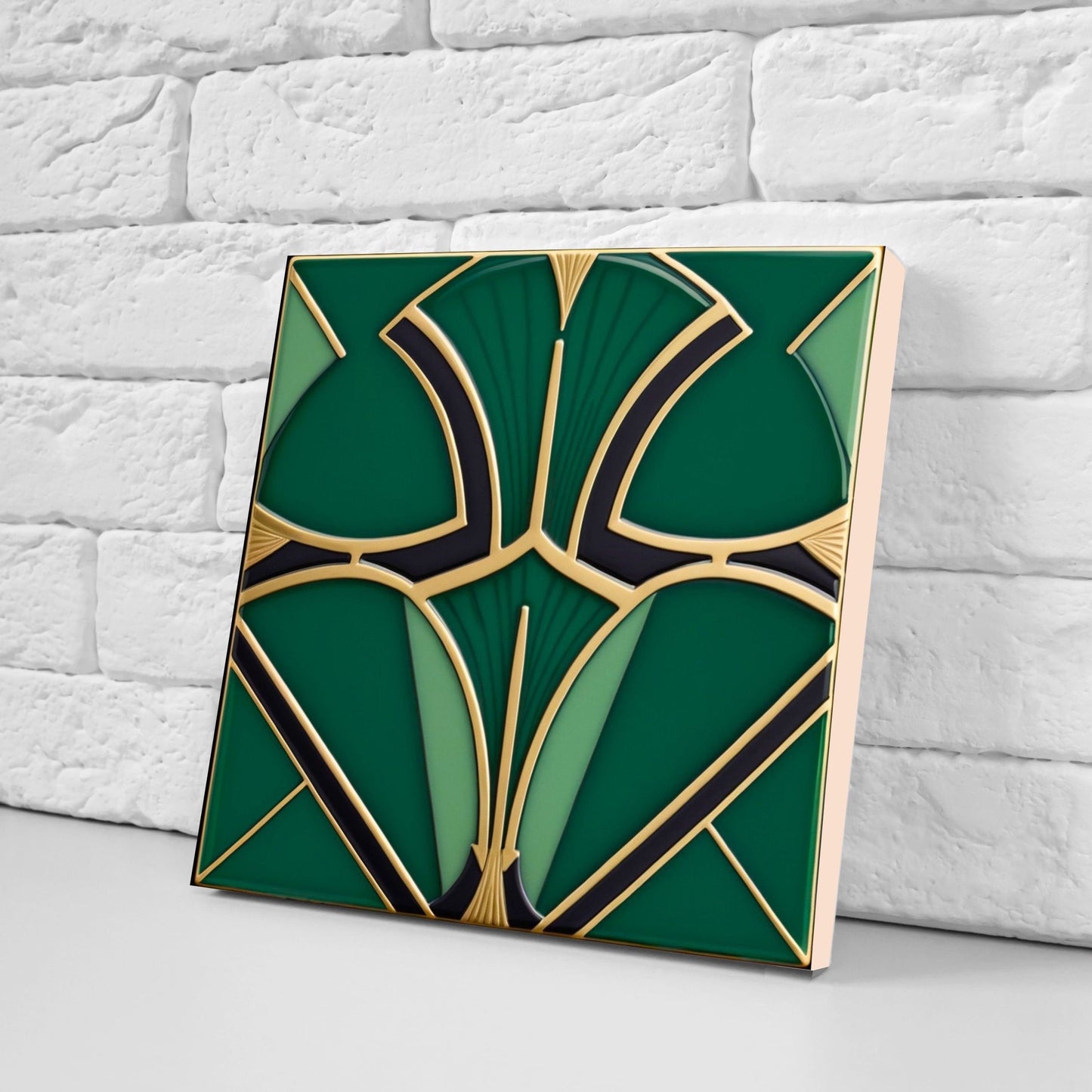 Art Deco Ceramic tiles - Set of 2 Art Deco Wall Decor Geometric Tiles - Kitchen Backsplash Tiles, Table Decorative Tiles, Bathroom Tiles