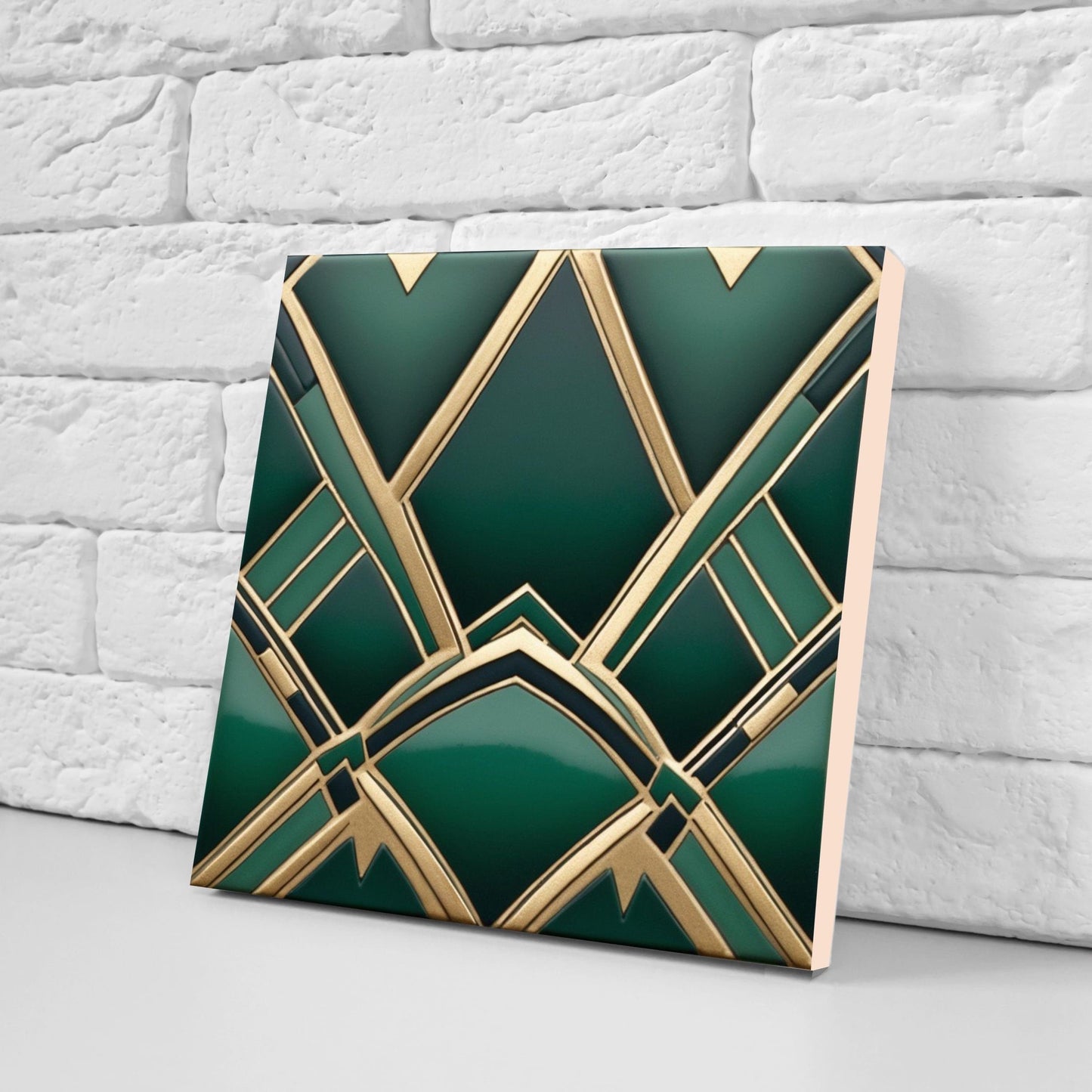 Art Deco Ceramic tiles - Set of 2 Art Deco Wall Decor Geometric Tiles - Kitchen Backsplash Tiles, Table Decorative Tiles, Bathroom Tiles