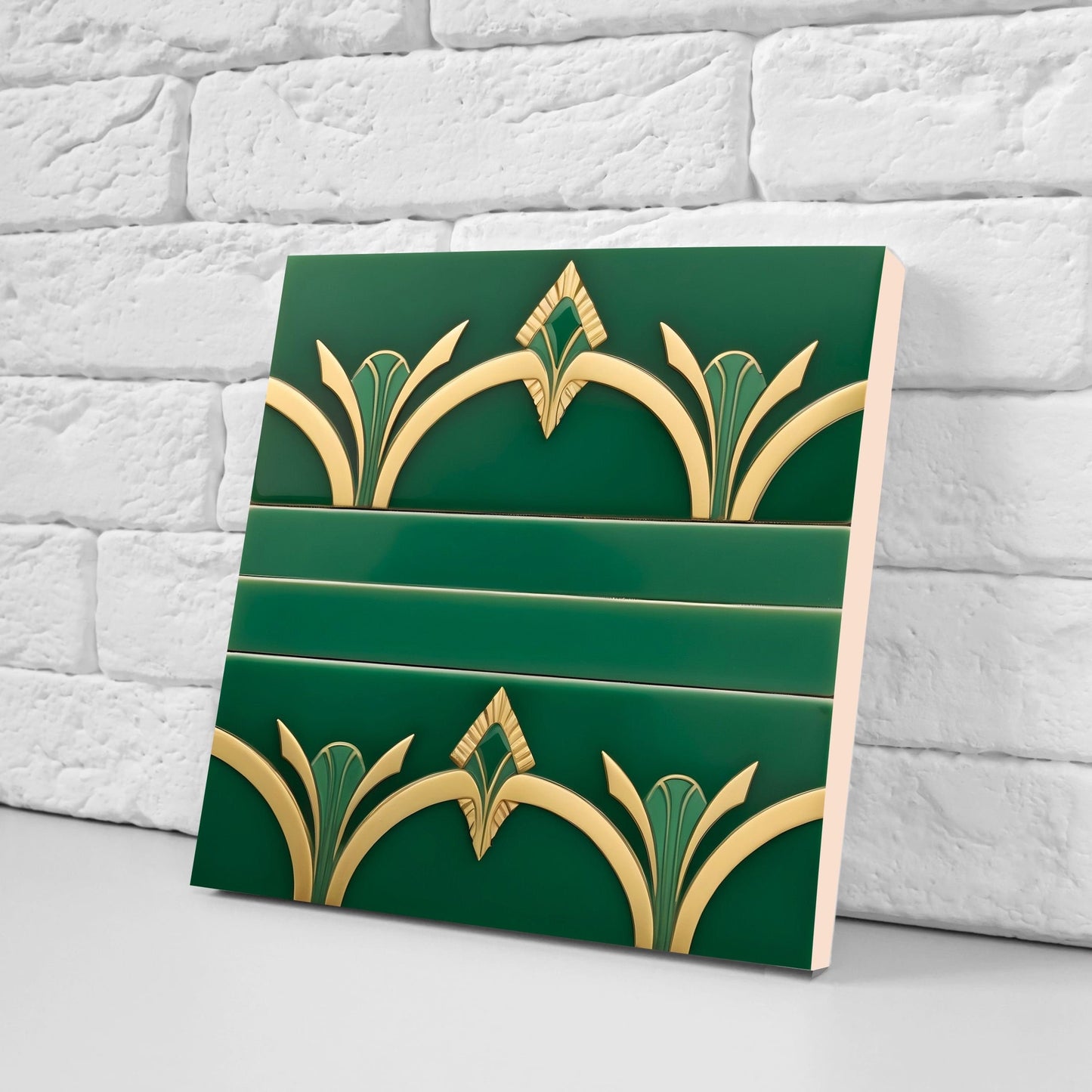 Art Deco Ceramic tiles - Set of 2 Art Deco Wall Decor Geometric Tiles - Kitchen Backsplash Tiles, Table Decorative Tiles, Bathroom Tiles