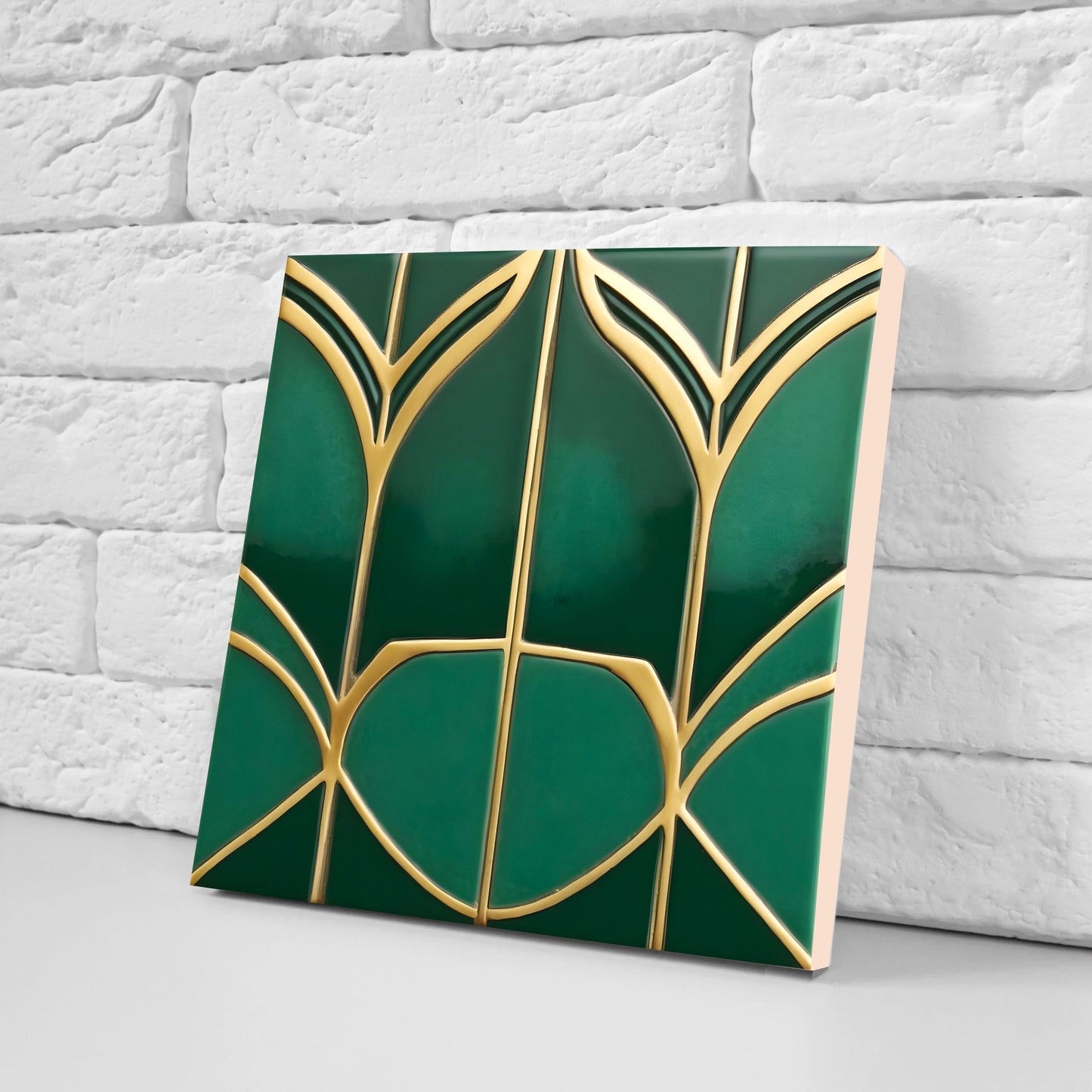 Art Deco Ceramic tiles - Set of 2 Art Deco Wall Decor Geometric Tiles - Kitchen Backsplash Tiles, Table Decorative Tiles, Bathroom Tiles