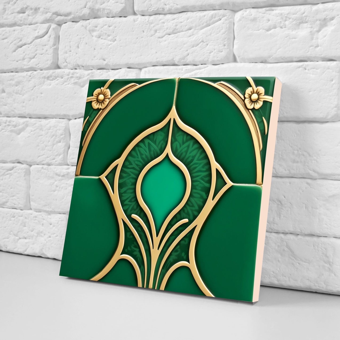 Art Deco Ceramic tiles - Set of 2 Art Deco Wall Decor Geometric Tiles - Kitchen Backsplash Tiles, Table Decorative Tiles, Bathroom Tiles