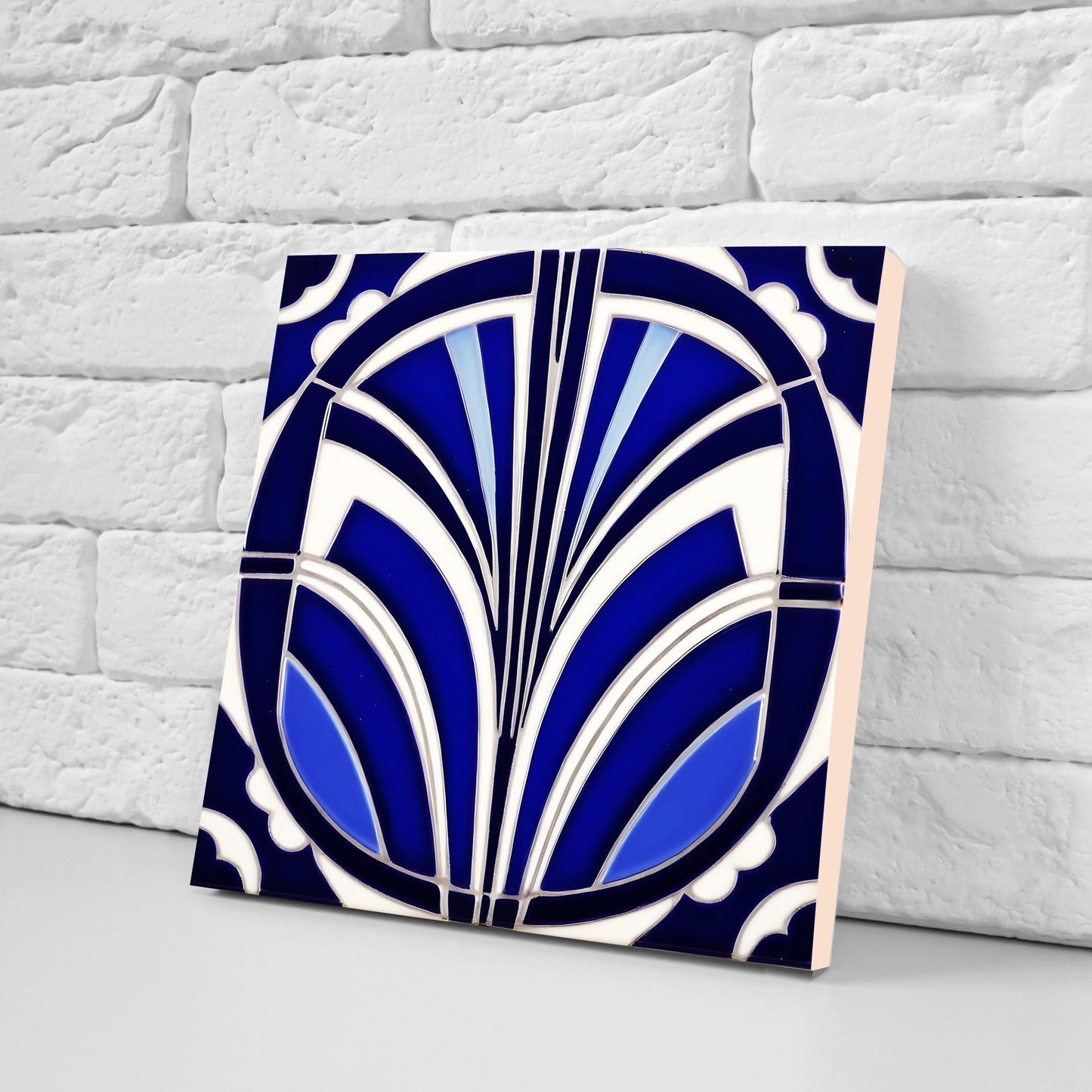 Art Deco Ceramic tiles - Set of 2 Art Deco Wall Decor Geometric Tiles - Kitchen Backsplash Tiles, Table Decorative Tiles, Bathroom Tiles