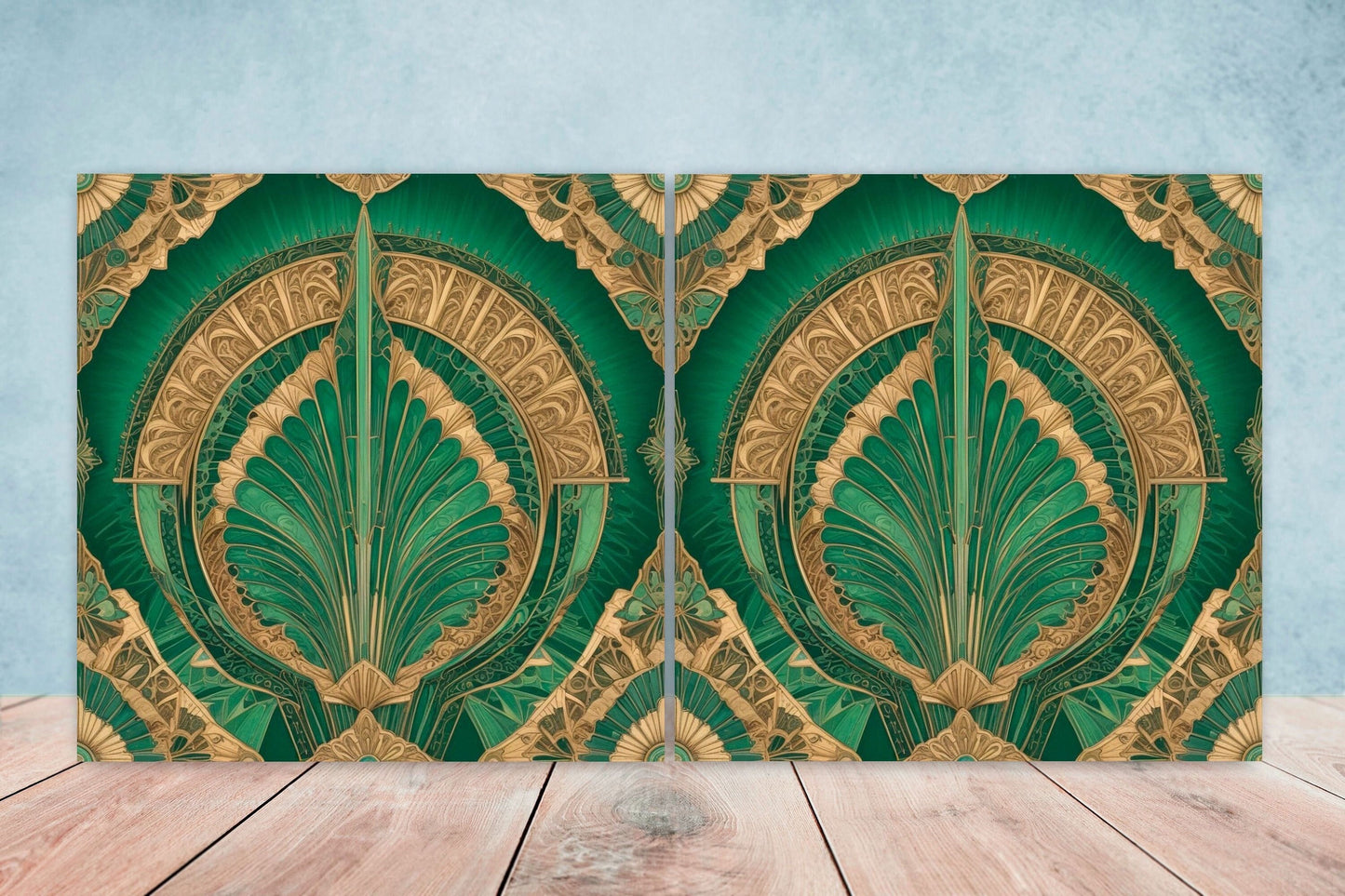 Art Deco Ceramic tiles - Set of 2 Art Deco Wall Decor Geometric Tiles - Kitchen Backsplash Tiles, Table Decorative Tiles, Bathroom Tiles