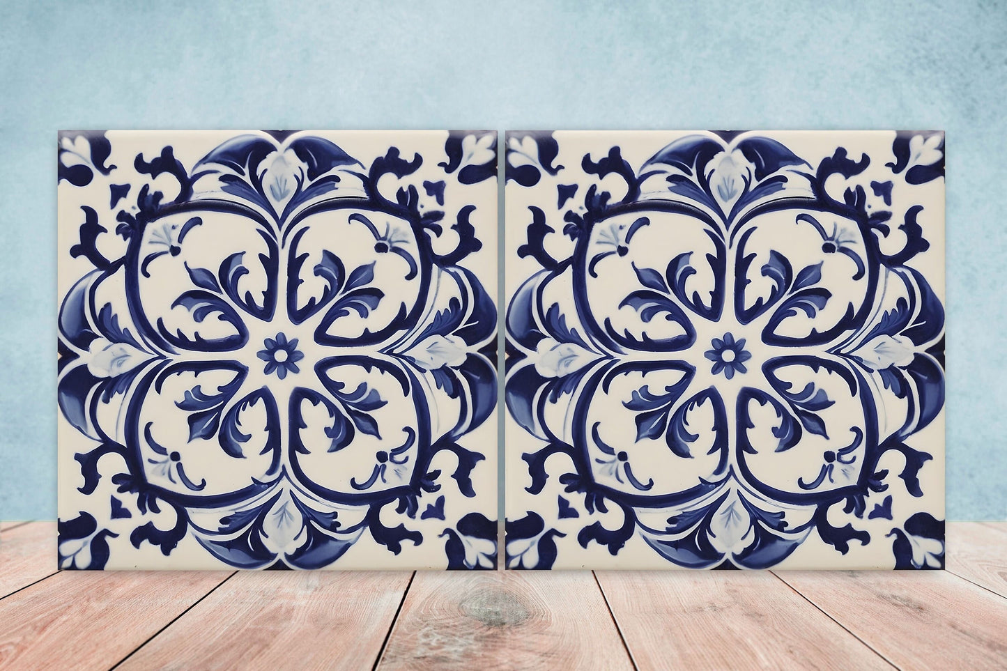 Spanish Ceramic Tiles - Set of 2 Spanish Wall Decor Tiles - Kitchen Backsplash Tiles, Table Decorative Tiles, Bathroom Tiles, Coaster