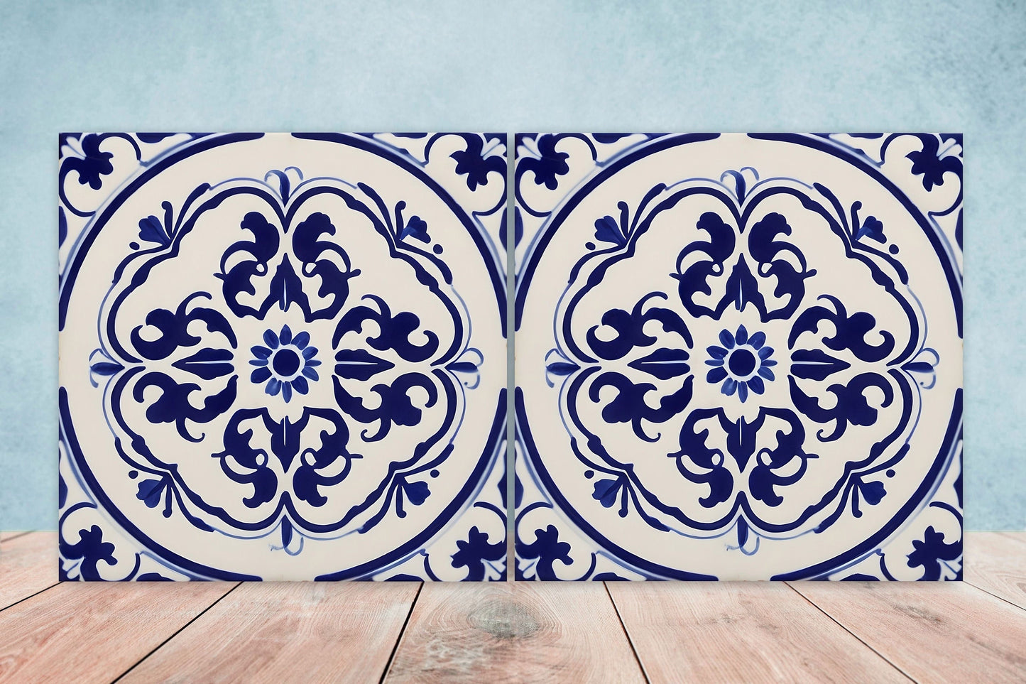 Spanish Ceramic Tiles - Set of 2 Spanish Wall Decor Tiles - Kitchen Backsplash Tiles, Table Decorative Tiles, Bathroom Tiles, Coaster