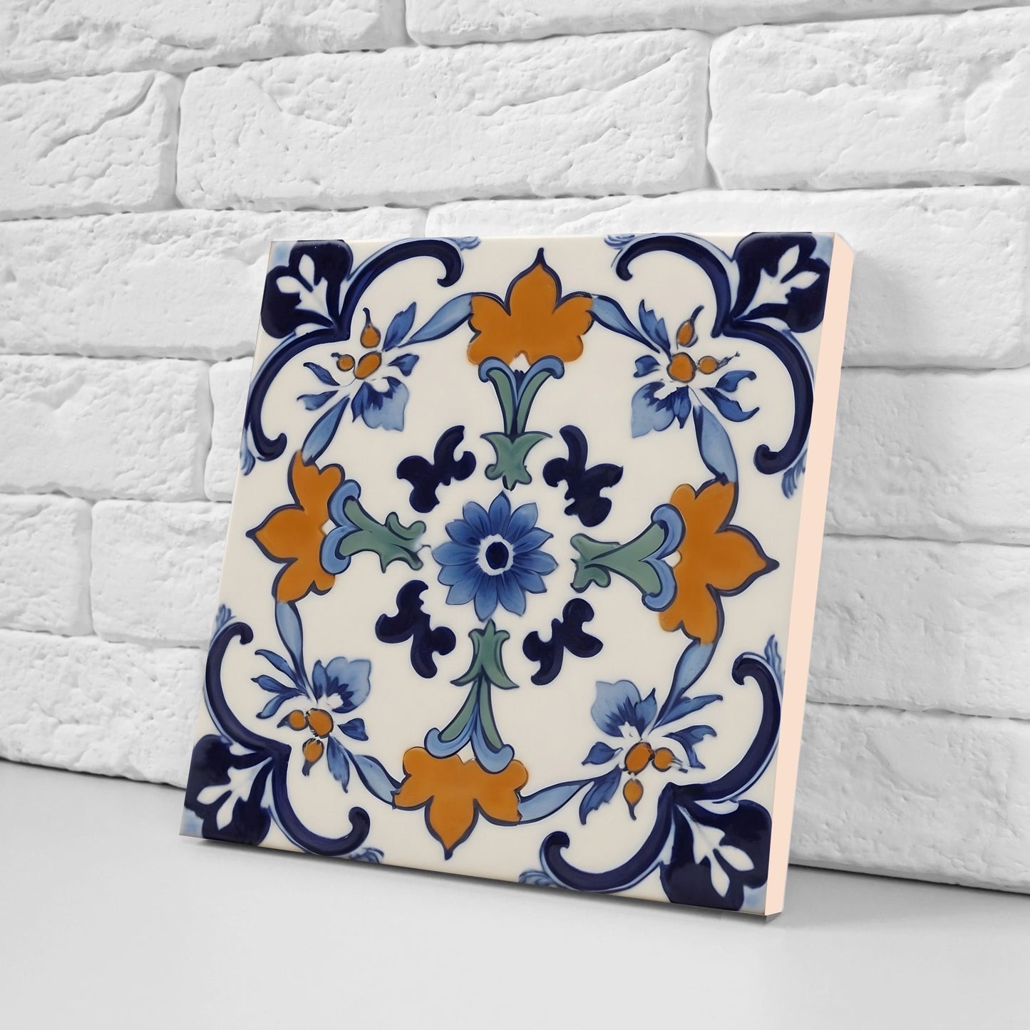 Spanish Ceramic Tiles - Set of 2 Spanish Wall Decor Tiles - Kitchen Backsplash Tiles, Table Decorative Tiles, Bathroom Tiles, Coaster