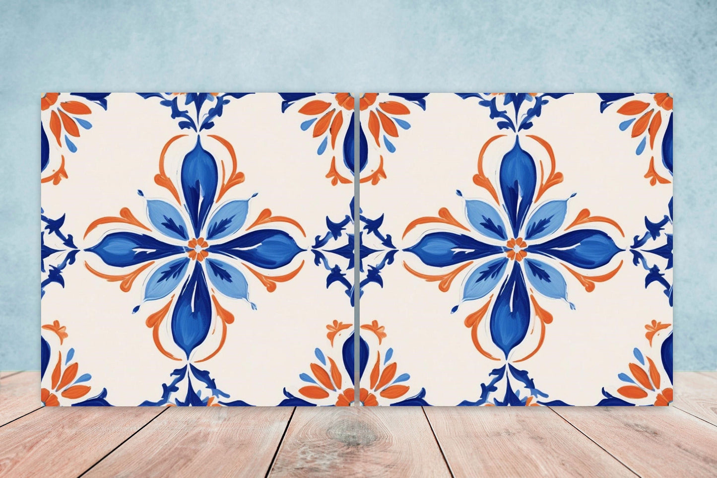 Spanish Ceramic Tiles - Set of 2 Spanish Wall Decor Tiles - Kitchen Backsplash Tiles, Table Decorative Tiles, Bathroom Tiles, Coaster