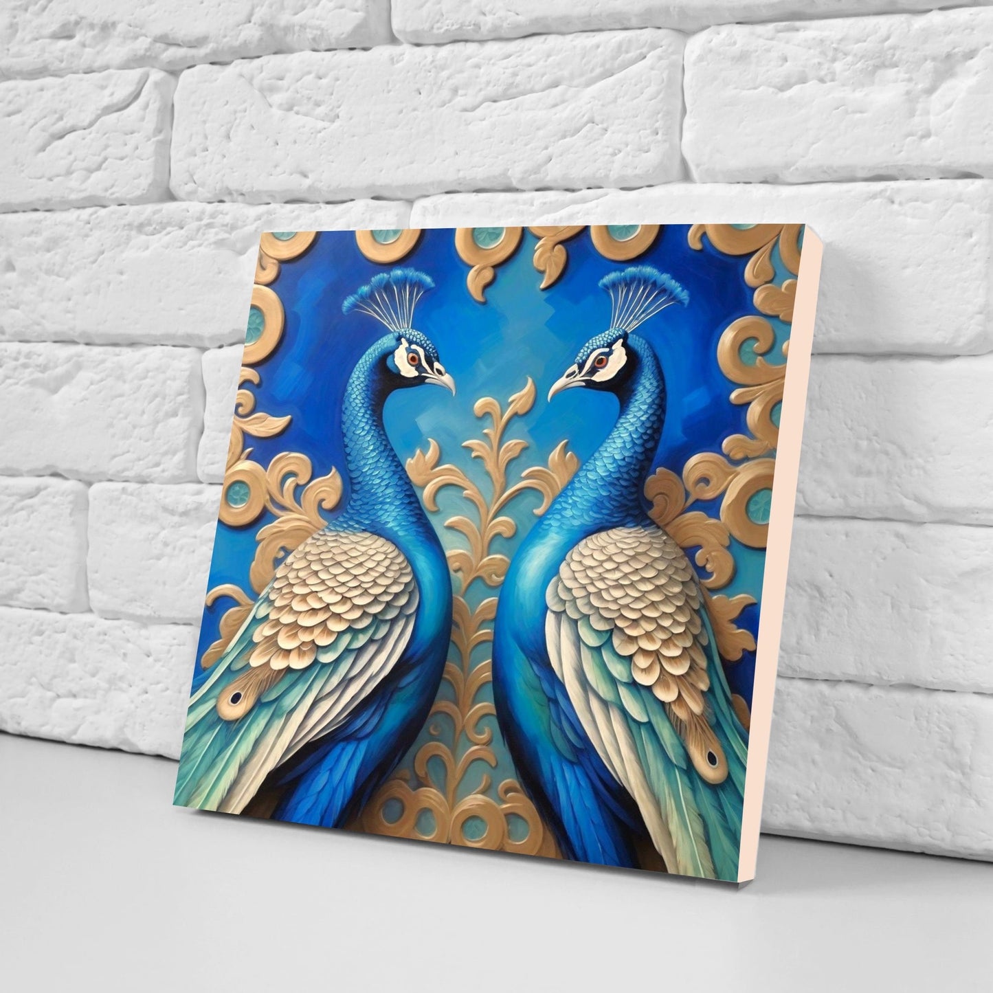 Art Nouveau Peacock Ceramic tiles -Set of 2 Art Nouveau Bird Wall Decor Tiles - Peacock Print, Kitchen Backsplash Tiles, Bathroom Tiles