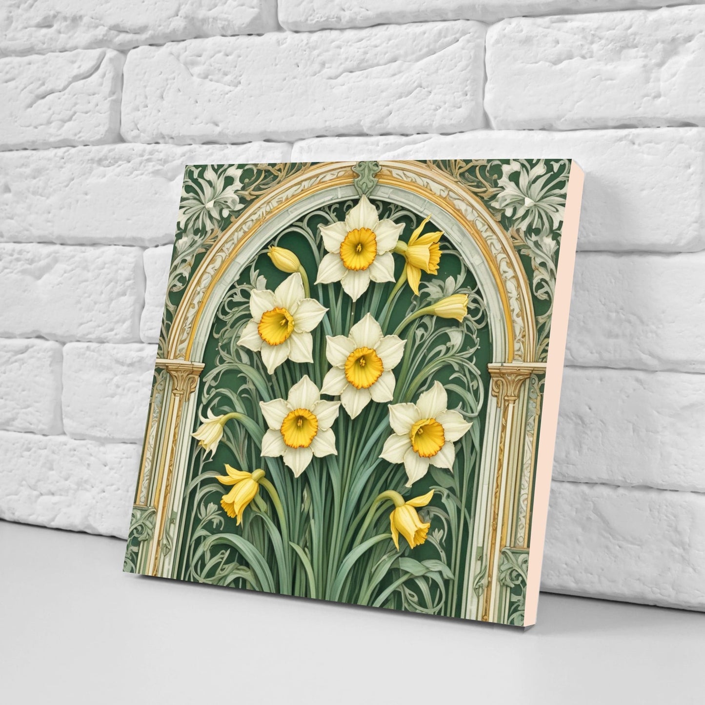 Art Nouveau Flower Ceramic tiles - Set of 2 Art Nouveau Wall Decor Tiles - Kitchen Backsplash Tiles, Table Decorative Tiles, Bathroom Tiles