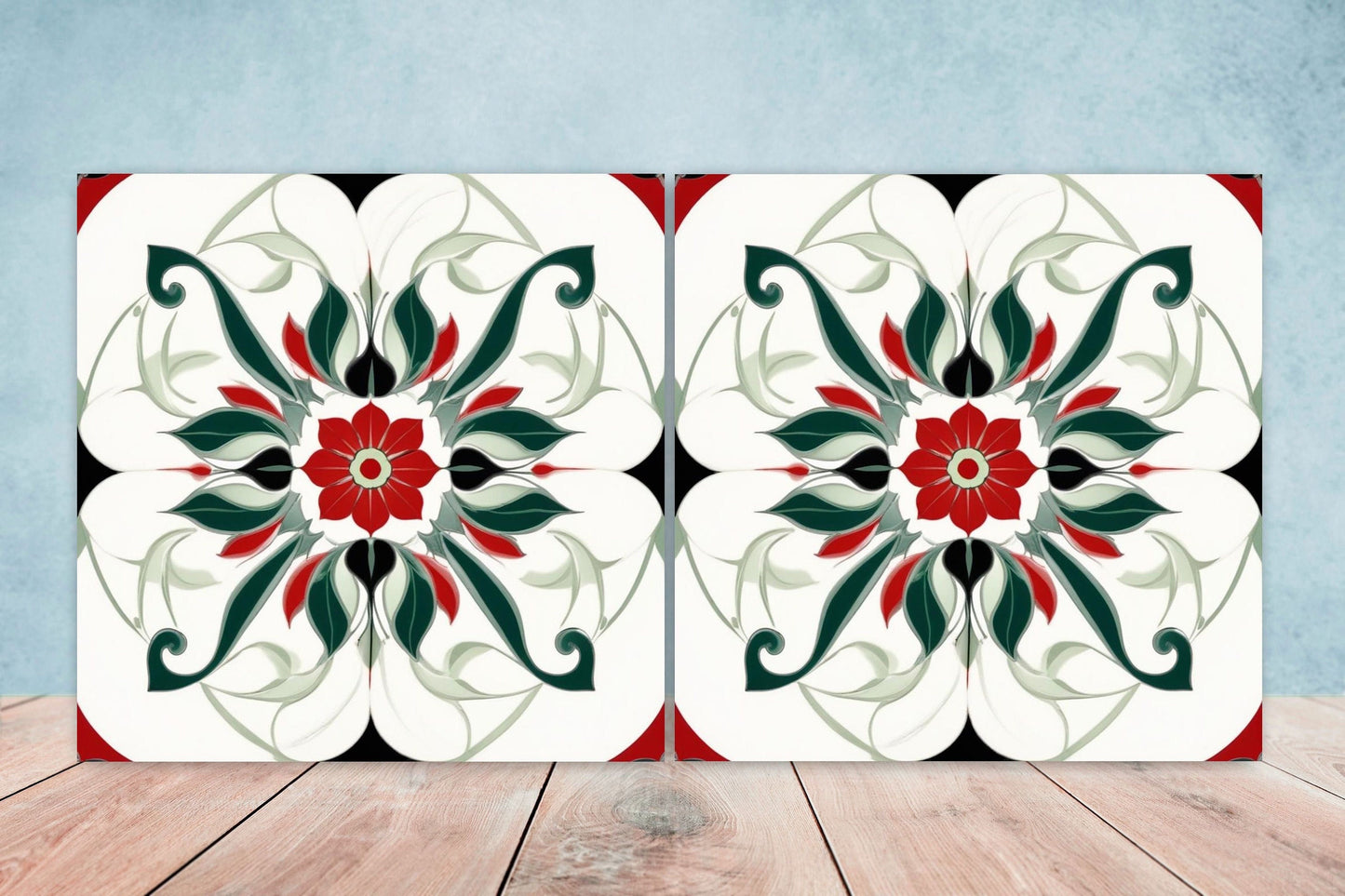 Spanish Ceramic Tiles - Set of 2 Spanish Wall Decor Tiles - Kitchen Backsplash Tiles, Table Decorative Tiles, Bathroom Tiles, Coaster