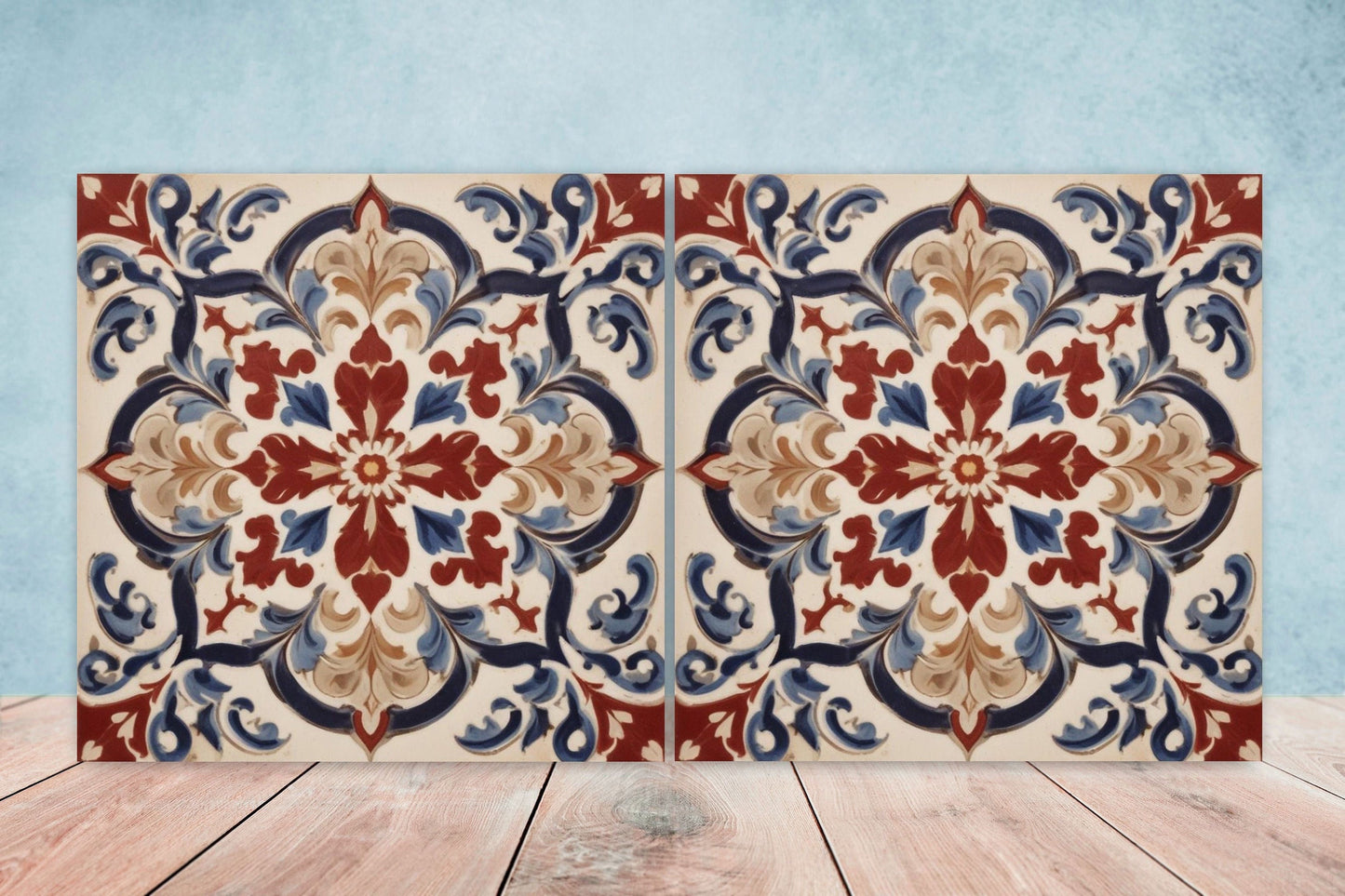 Spanish Ceramic Tiles - Set of 2 Spanish Wall Decor Tiles - Kitchen Backsplash Tiles, Table Decorative Tiles, Bathroom Tiles, Coaster