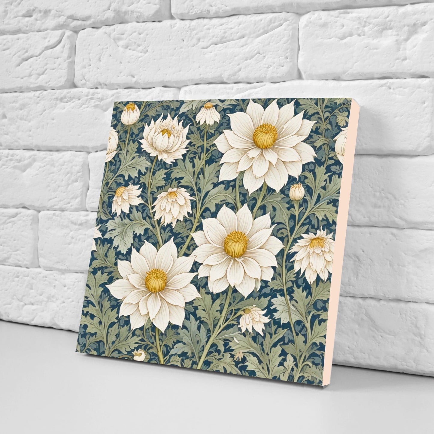 Art Nouveau Flower Ceramic Tiles - Set of 2 Art Nouveau Wall Decor Tiles - Kitchen Backsplash Tiles, Table Decorative Tiles, Bathroom Tiles
