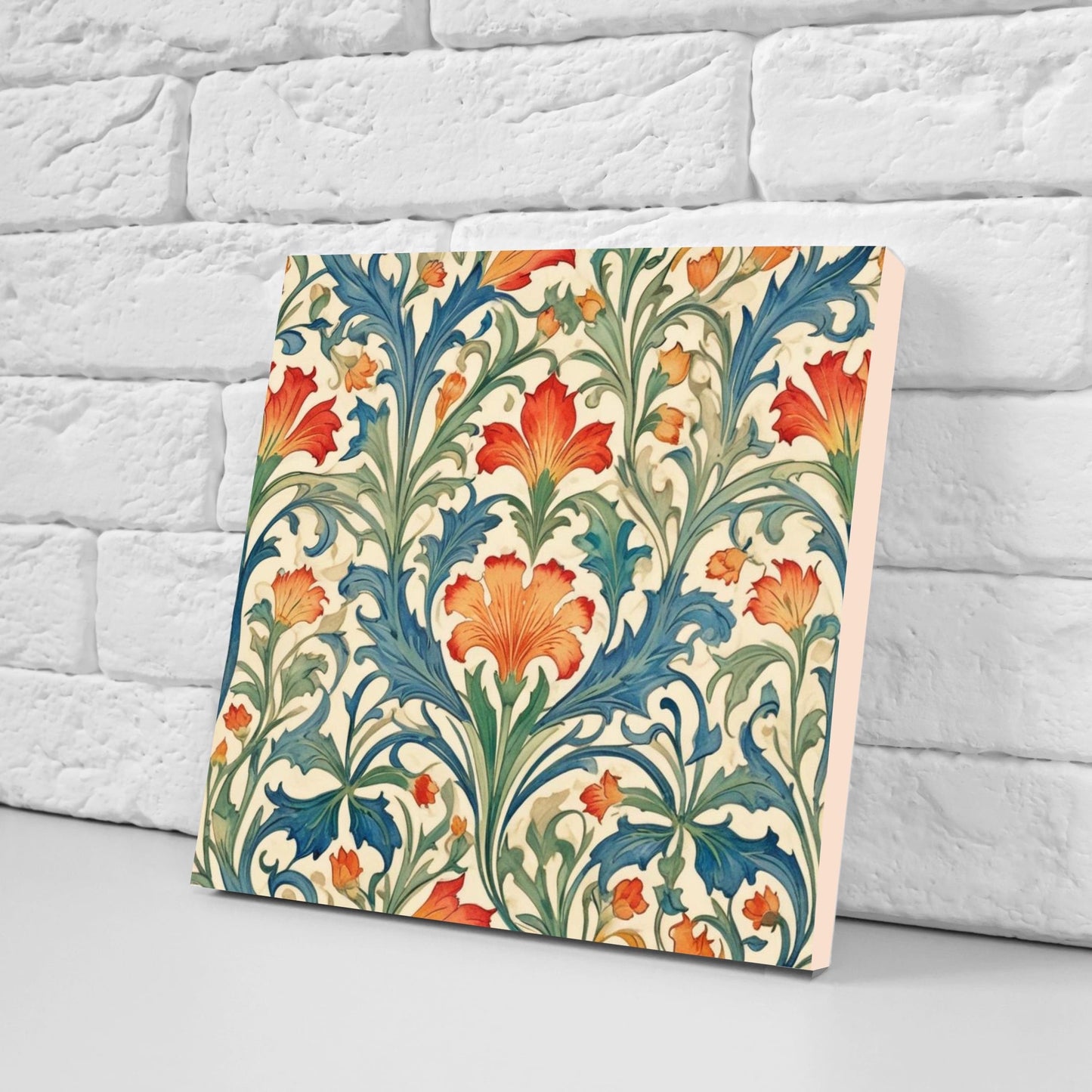 Art Nouveau Flower Ceramic Tiles - Set of 2 Art Nouveau Wall Decor Tiles - Kitchen Backsplash Tiles, Table Decorative Tiles, Bathroom Tiles