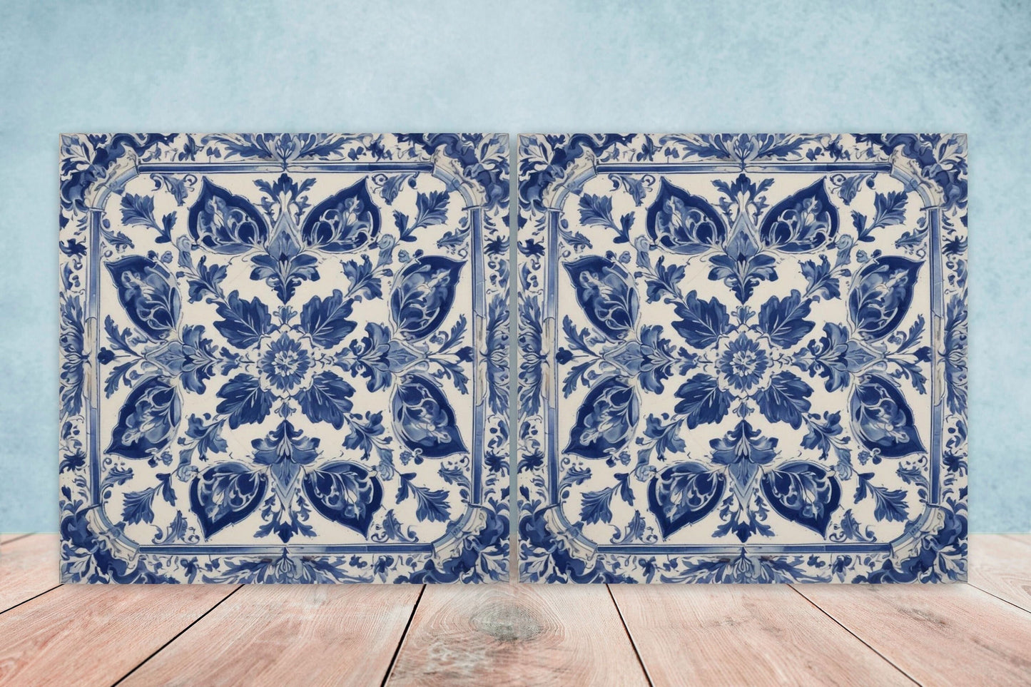 Spanish Ceramic Tiles - Set of 2 Spanish Wall Decor Tiles - Kitchen Backsplash Tiles, Table Decorative Tiles, Bathroom Tiles, Coaster