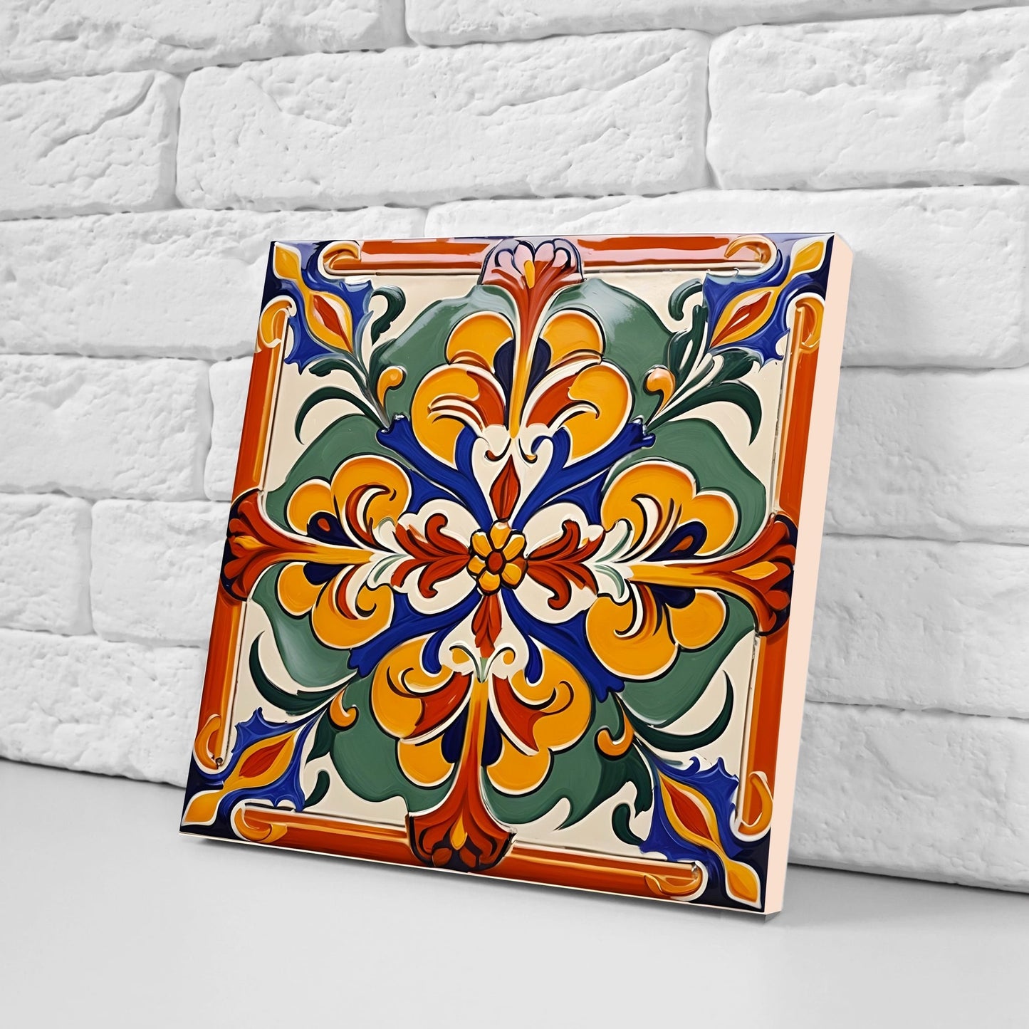 Spanish Ceramic Tiles - Set of 2 Spanish Wall Decor Tiles - Kitchen Backsplash Tiles, Table Decorative Tiles, Bathroom Tiles, Coaster
