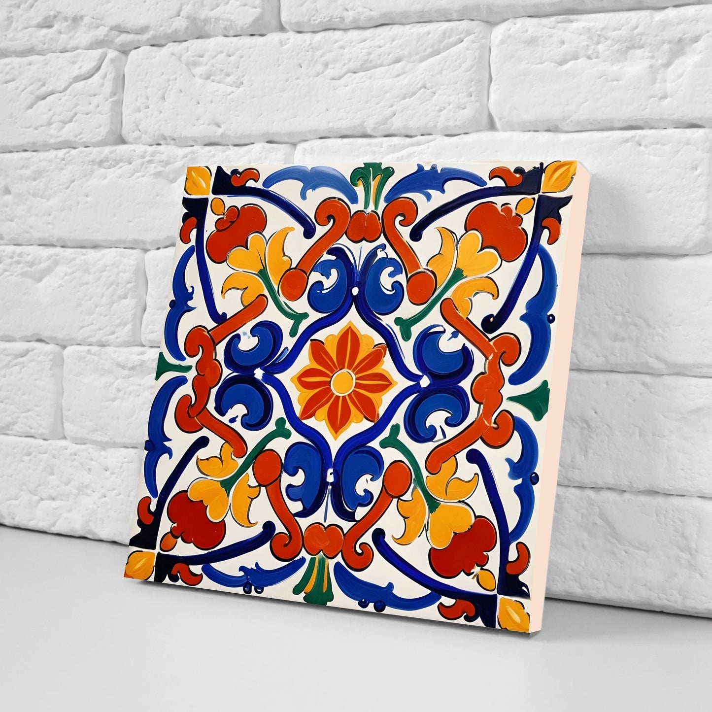 Spanish Ceramic Tiles - Set of 2 Spanish Wall Decor Tiles - Kitchen Backsplash Tiles, Table Decorative Tiles, Bathroom Tiles, Coaster