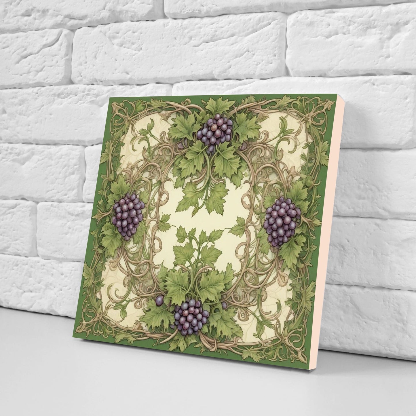 Art Nouveau Fruit Ceramic Tiles - Set of 2 Art Nouveau Wall Decor Tiles - Kitchen Backsplash Tiles, Table Decorative Tiles, Bathroom Tiles