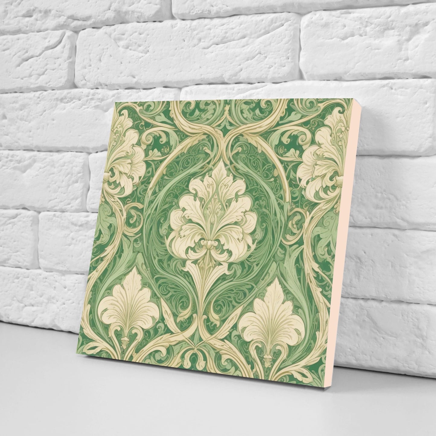 Art Nouveau Leaf Ceramic Tiles - Set of 2 Art Nouveau Wall Decor Tiles - Kitchen Backsplash Tiles, Table Decorative Tiles, Bathroom Tiles