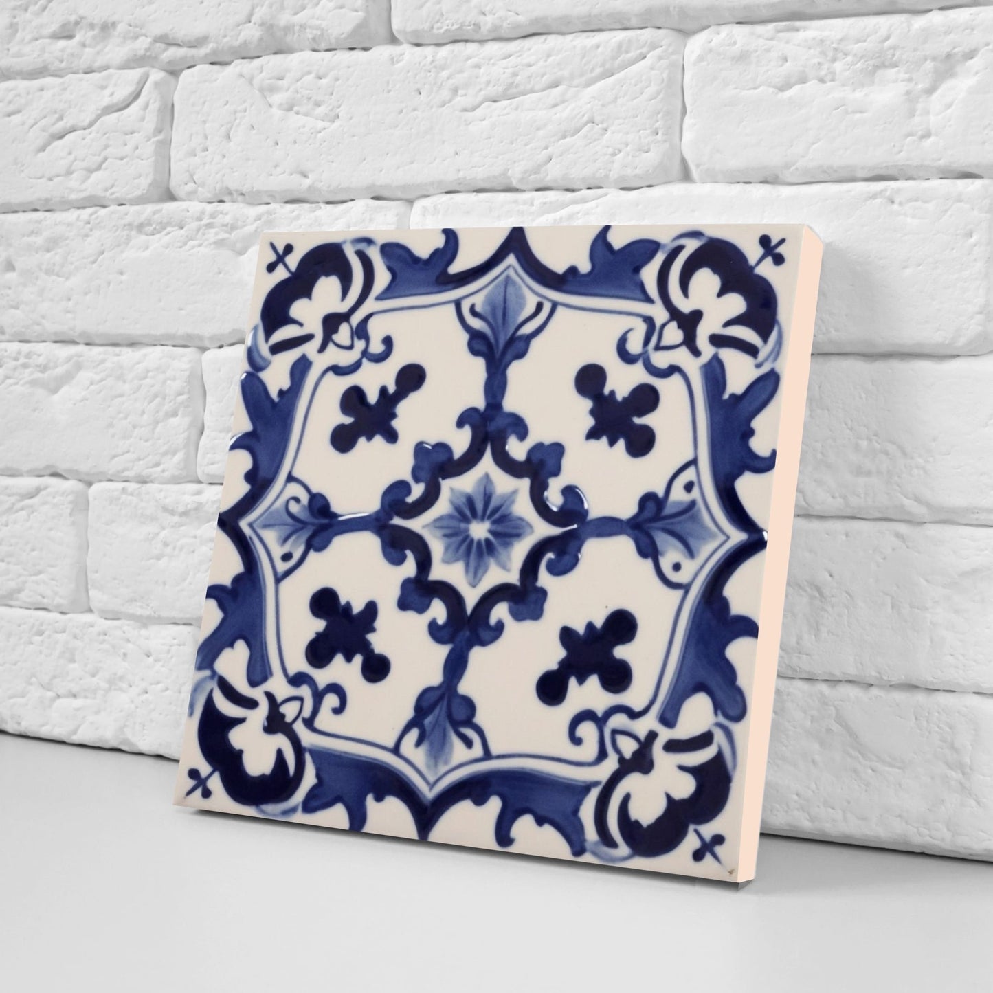 Spanish Ceramic Flower Tiles - Set of 2 Spanish Wall Decor Tiles - Kitchen Backsplash Tiles, Table Decorative Tiles, Bathroom Tiles, Coaster