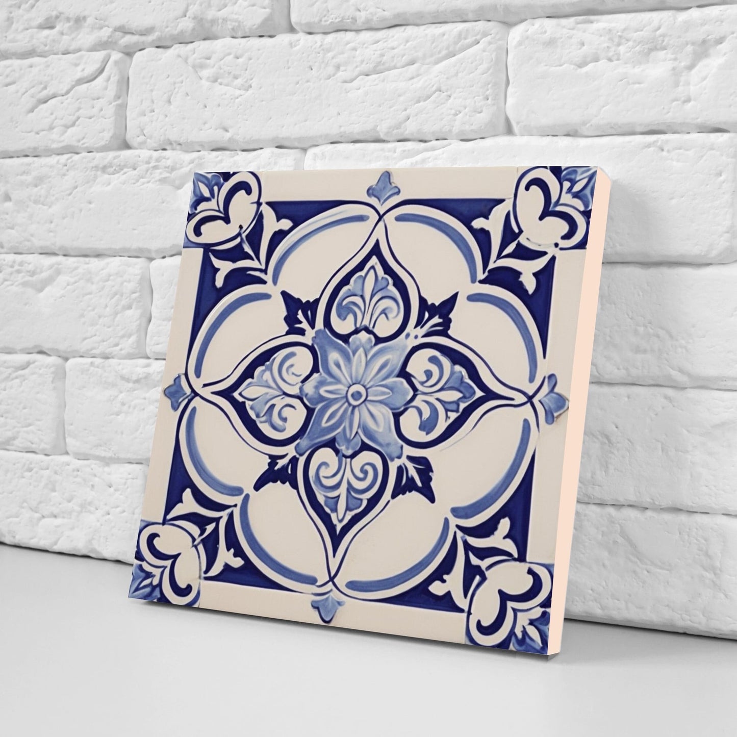 Spanish Ceramic Flower Tiles - Set of 2 Spanish Wall Decor Tiles - Kitchen Backsplash Tiles, Table Decorative Tiles, Bathroom Tiles, Coaster