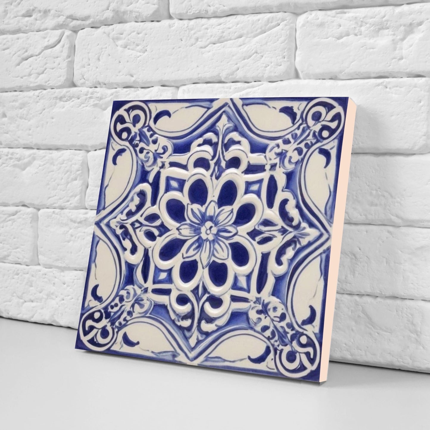Spanish Ceramic Flower Tiles - Set of 2 Spanish Wall Decor Tiles - Kitchen Backsplash Tiles, Table Decorative Tiles, Bathroom Tiles, Coaster