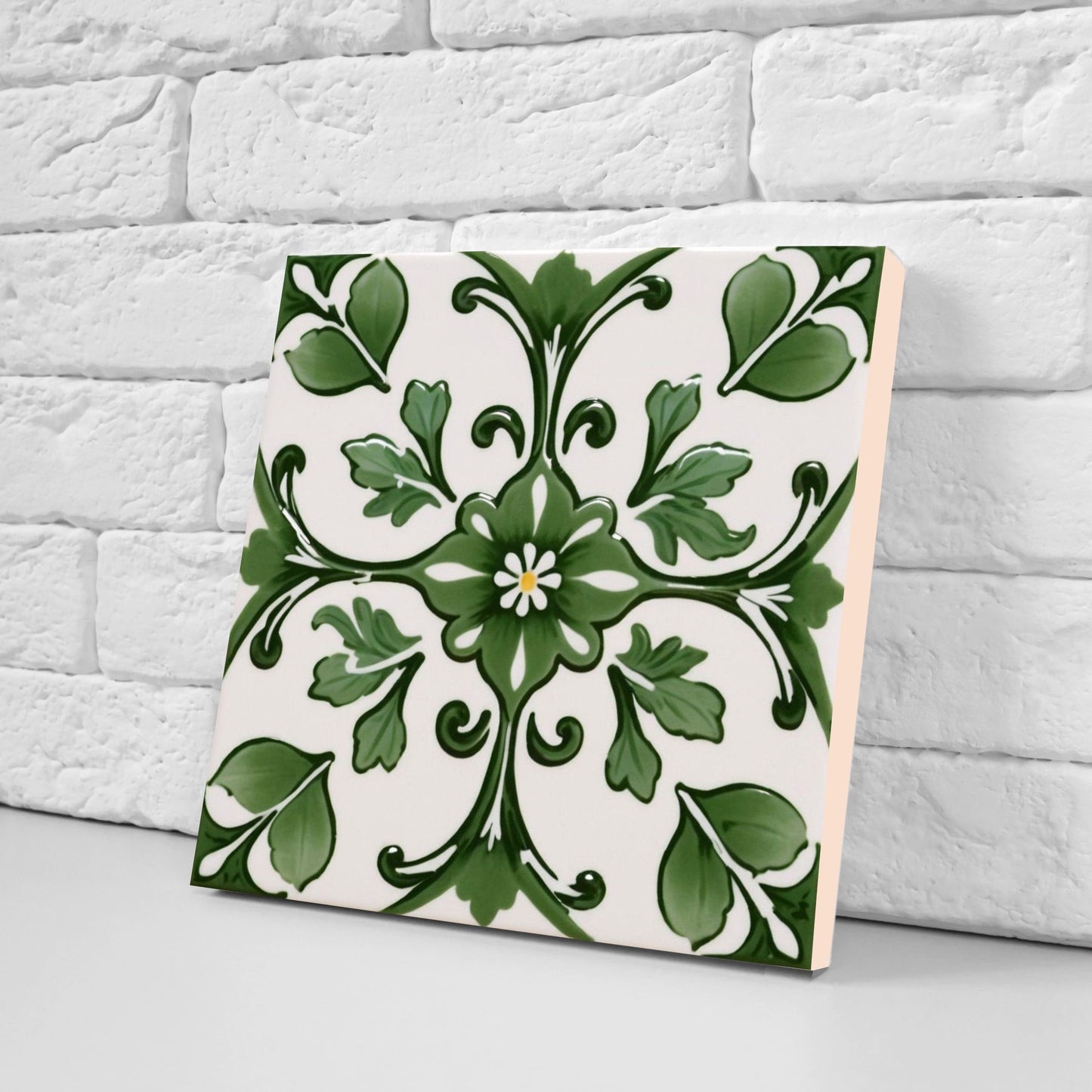 Spanish Ceramic Flower Tiles - Set of 2 Spanish Wall Decor Tiles - Kitchen Backsplash Tiles, Table Decorative Tiles, Bathroom Tiles, Coaster