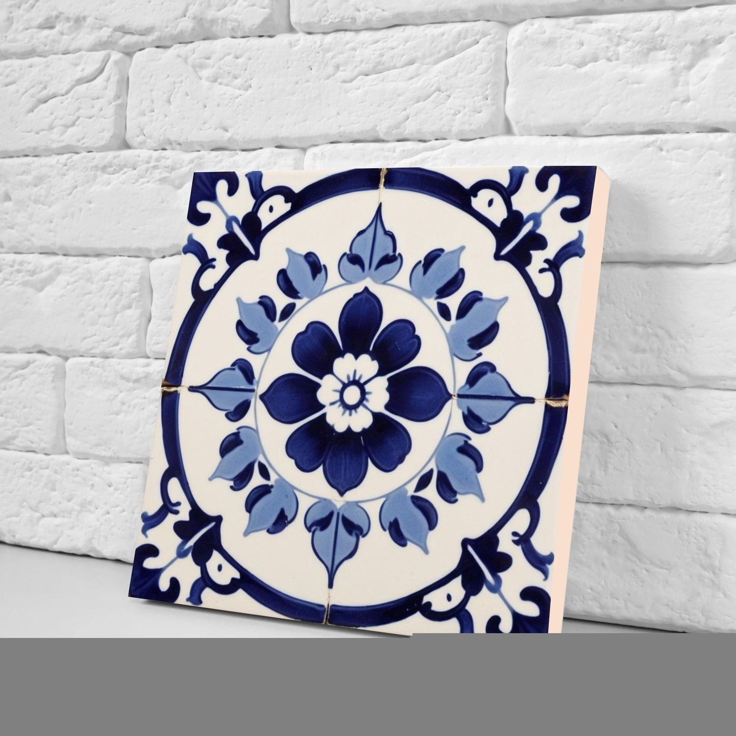 Spanish Ceramic Flower Tiles - Set of 2 Spanish Wall Decor Tiles - Kitchen Backsplash Tiles, Table Decorative Tiles, Bathroom Tiles, Coaster